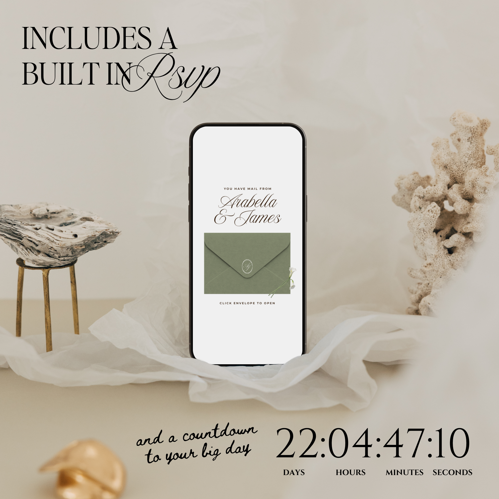 Wedding Website Template with RSVP (Sage & Ivory)