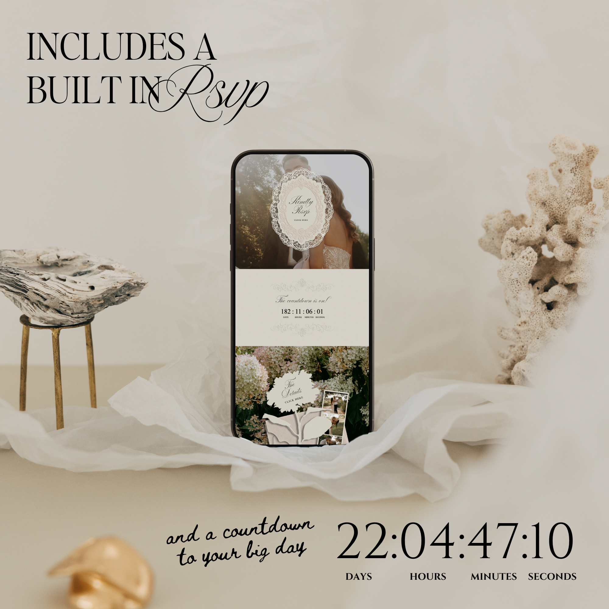 Heirloom Lace & Swan Wedding Website Template with RSVP (Blue & Pink)
