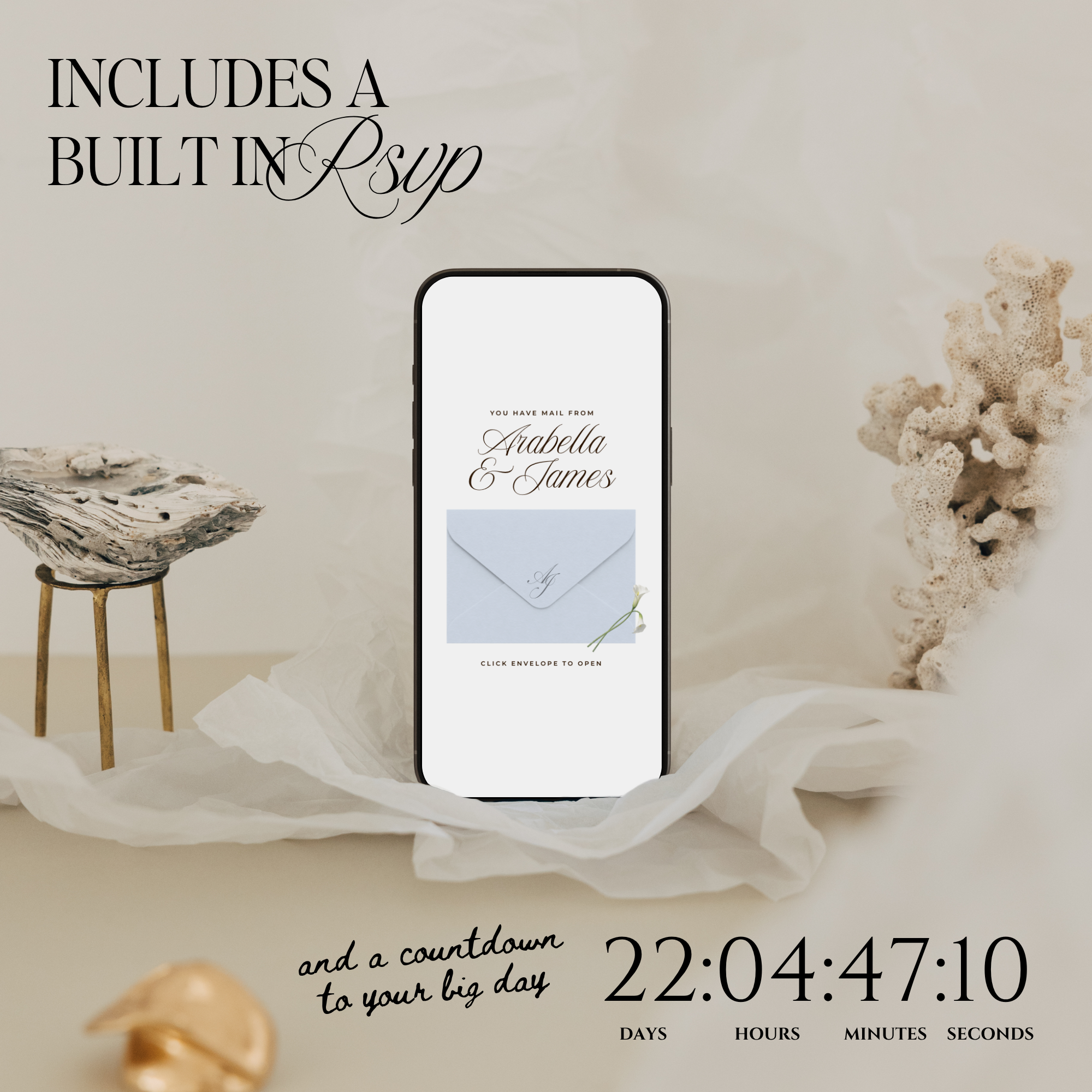 Wedding Website Template with RSVP (Blue & Green)