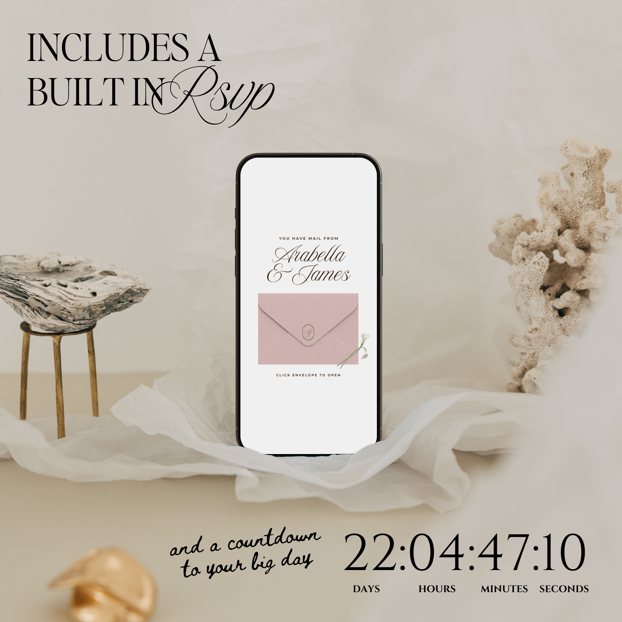 Wedding Website Template with RSVP (Pink & Green)