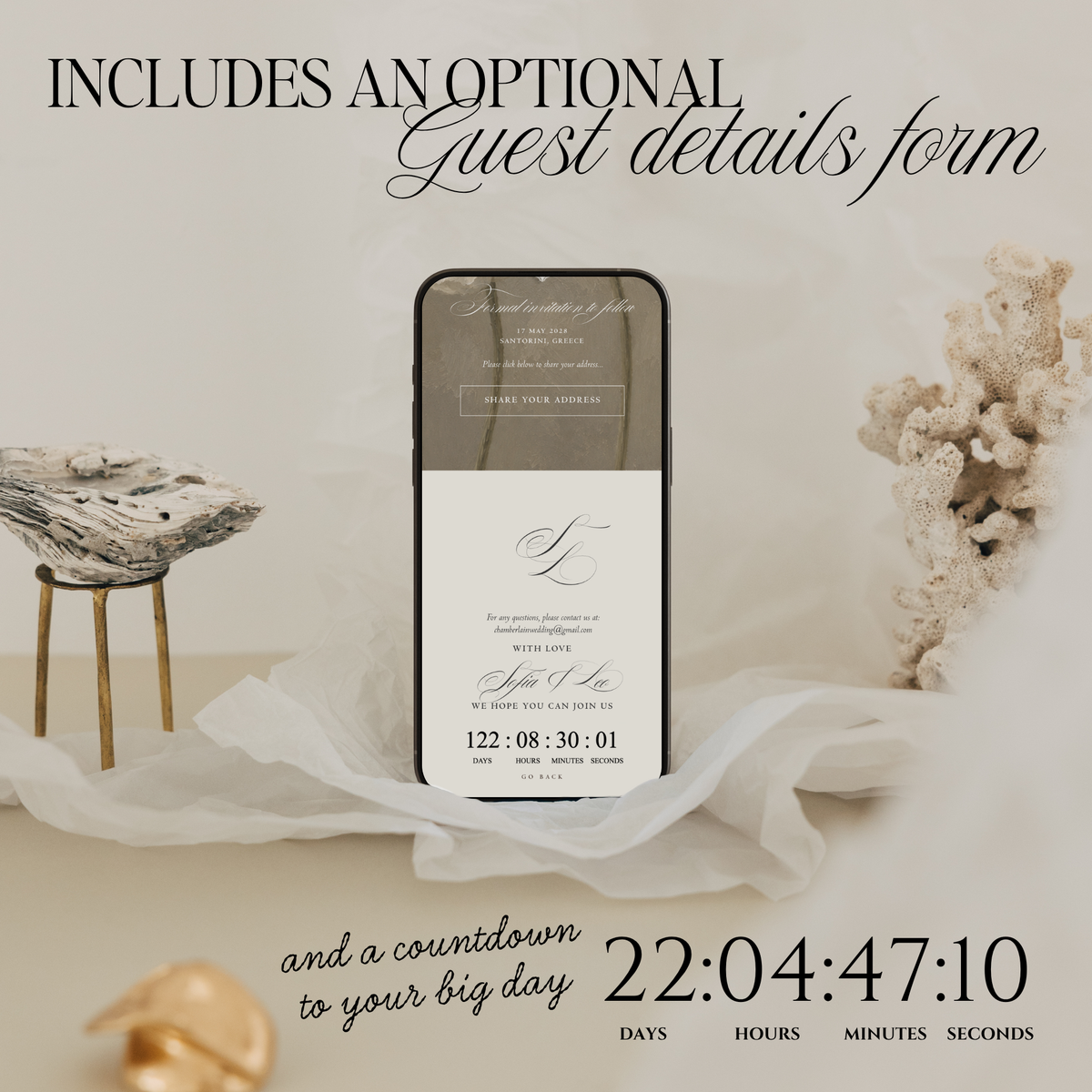 Lace Heart Save The Date Website Template (Lace 0203)