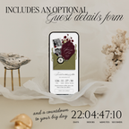 Save The Date Wedding Website Template (Envelope 06 - Green + Burgundy)