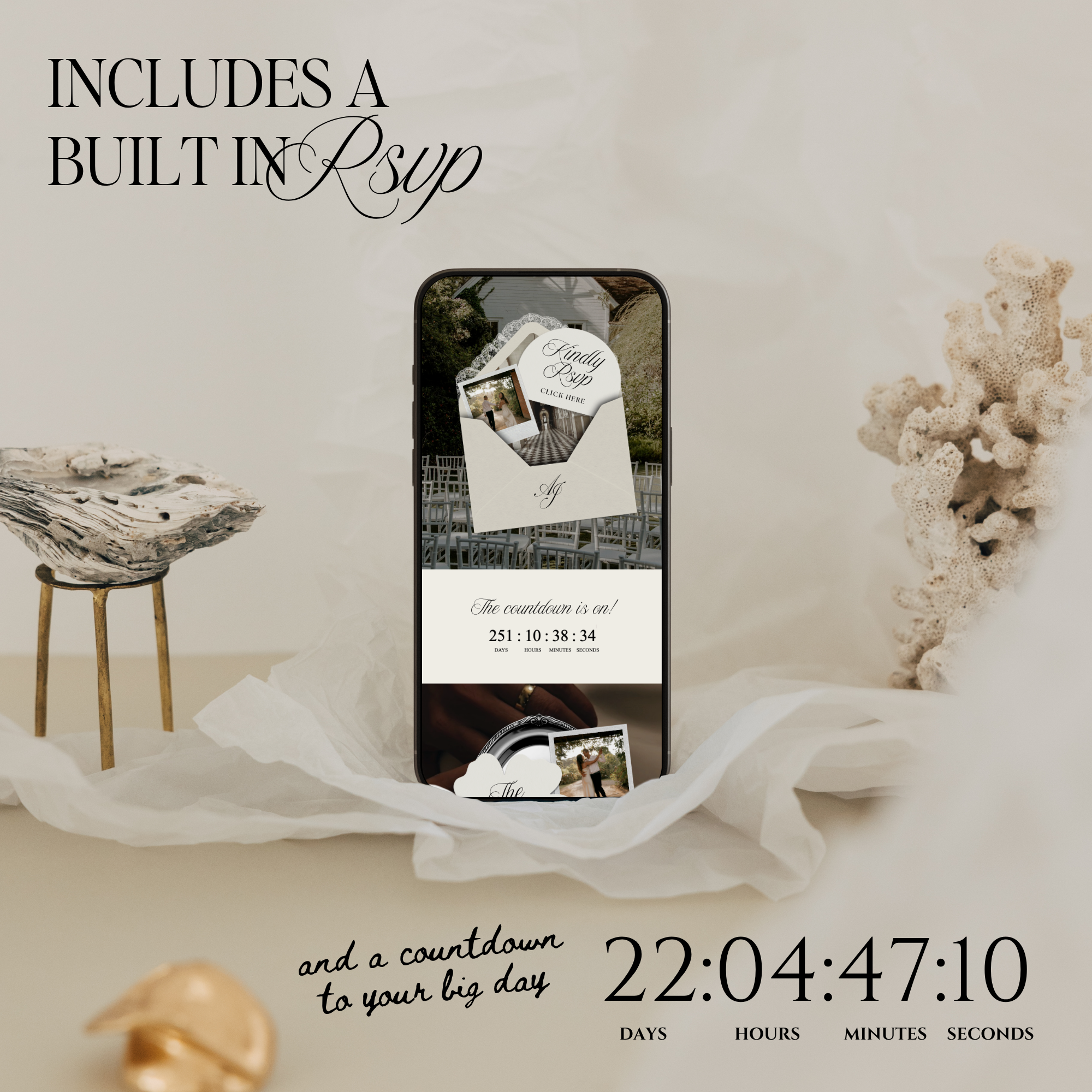 Old Money Lace Wedding Website Template with RSVP (Lace 01)