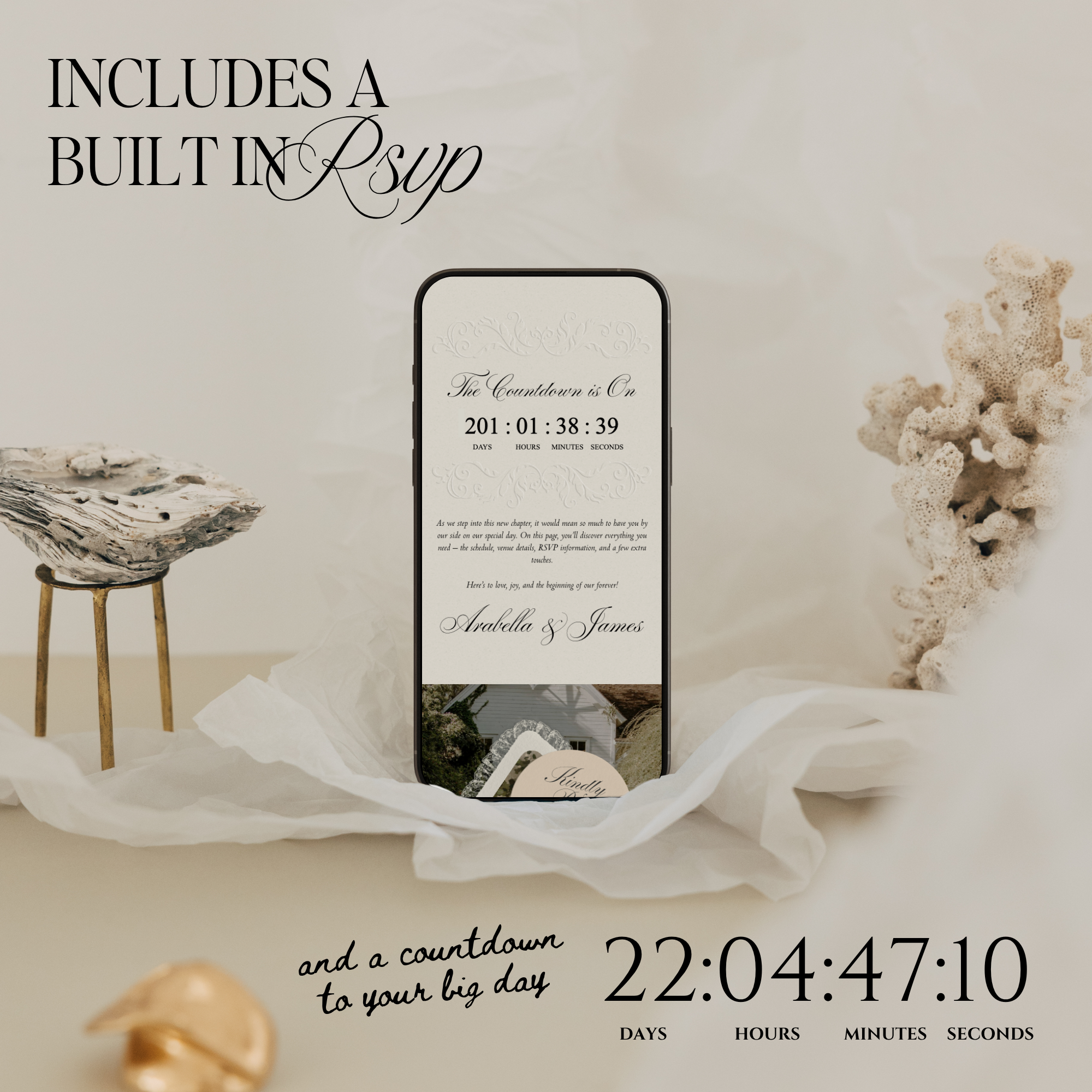Old Money Lace Wedding Website Template with RSVP (Lace 03)