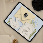 Wedding Website Template with RSVP (Envelope 05 - yellow, blue + brown)