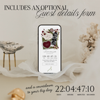 Save The Date Wedding Website Template (Envelope 05 - Green, Pink + Burgundy)