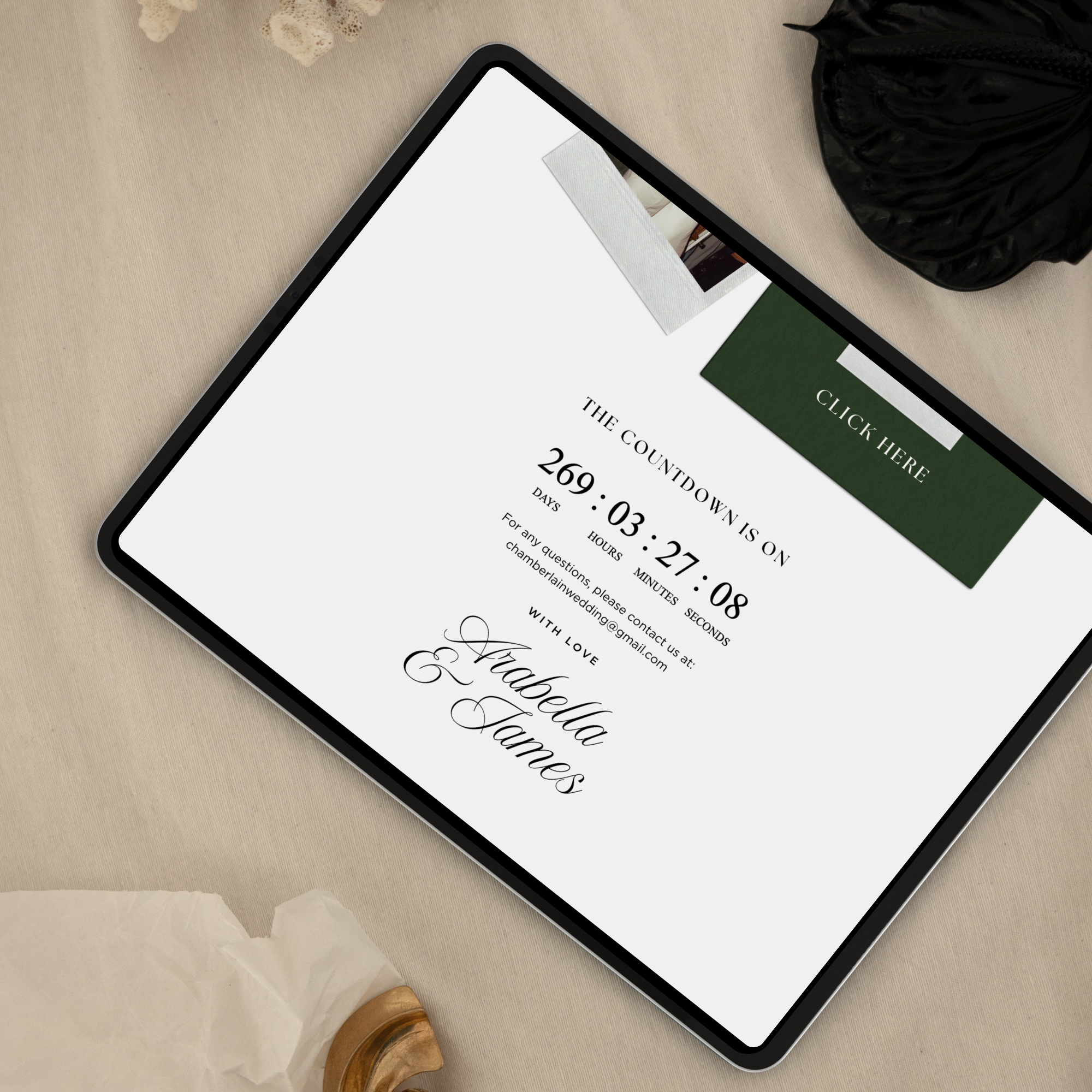 Wedding Website Template with RSVP (White & Green)