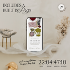 Wedding Website Template with RSVP (Envelope 04 - Olive Green & Burgundy)