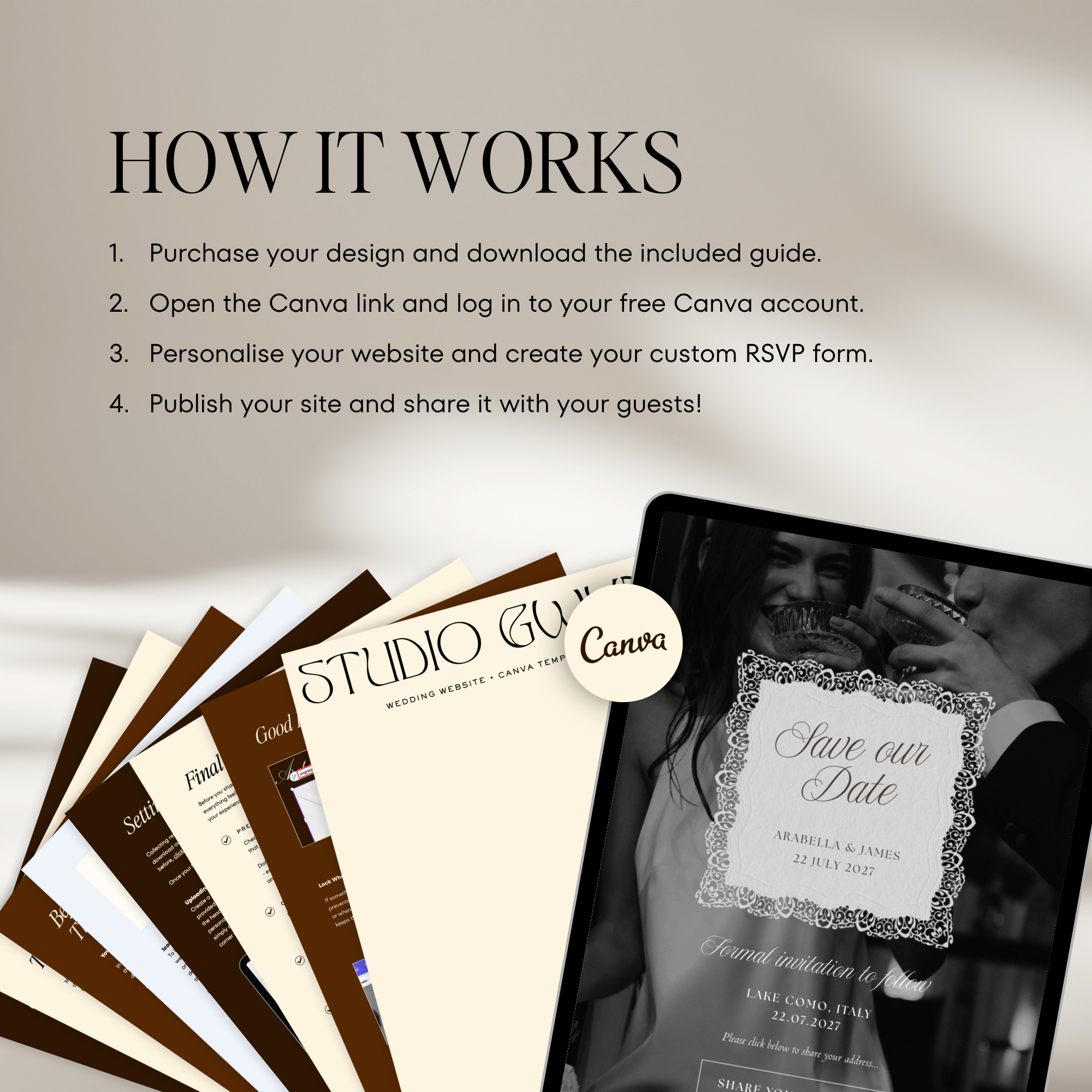 Old Money Save The Date Wedding Website Template (Olive)