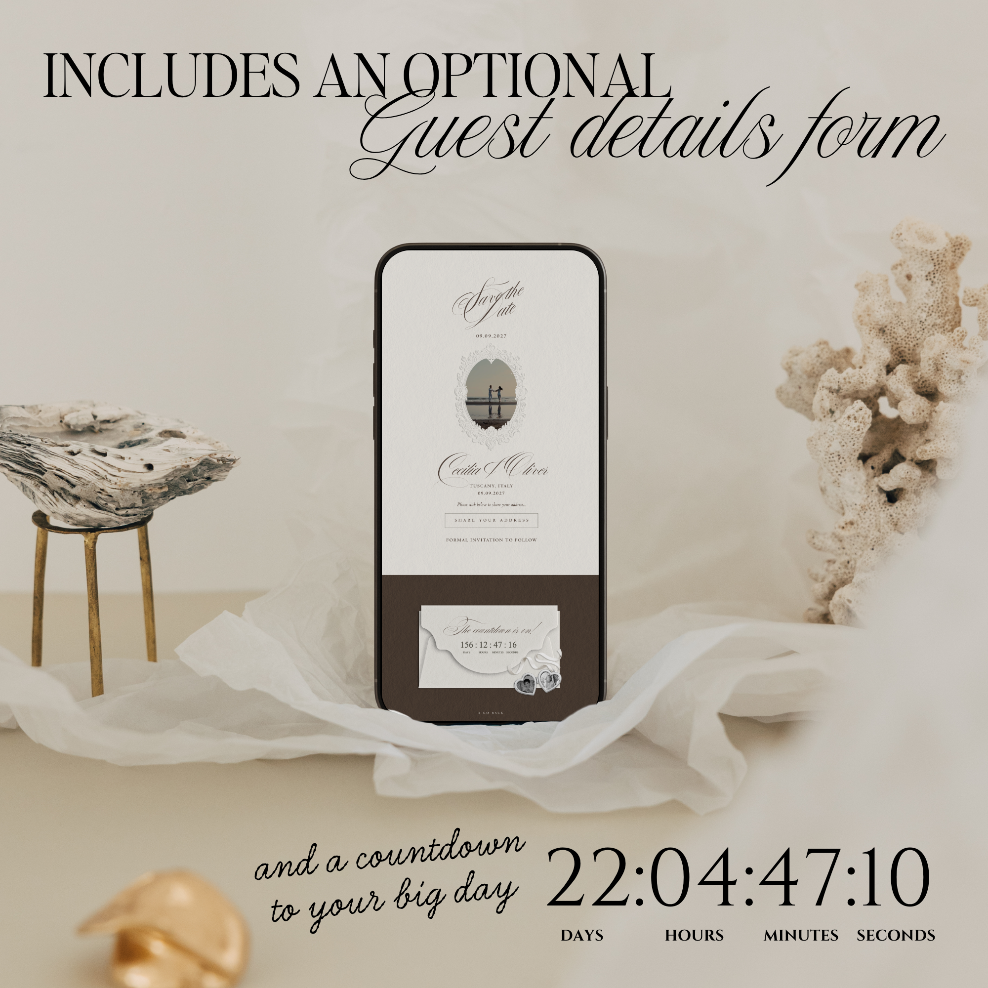 Save The Date Website Template (Vintage 01 - Brown Ivory)
