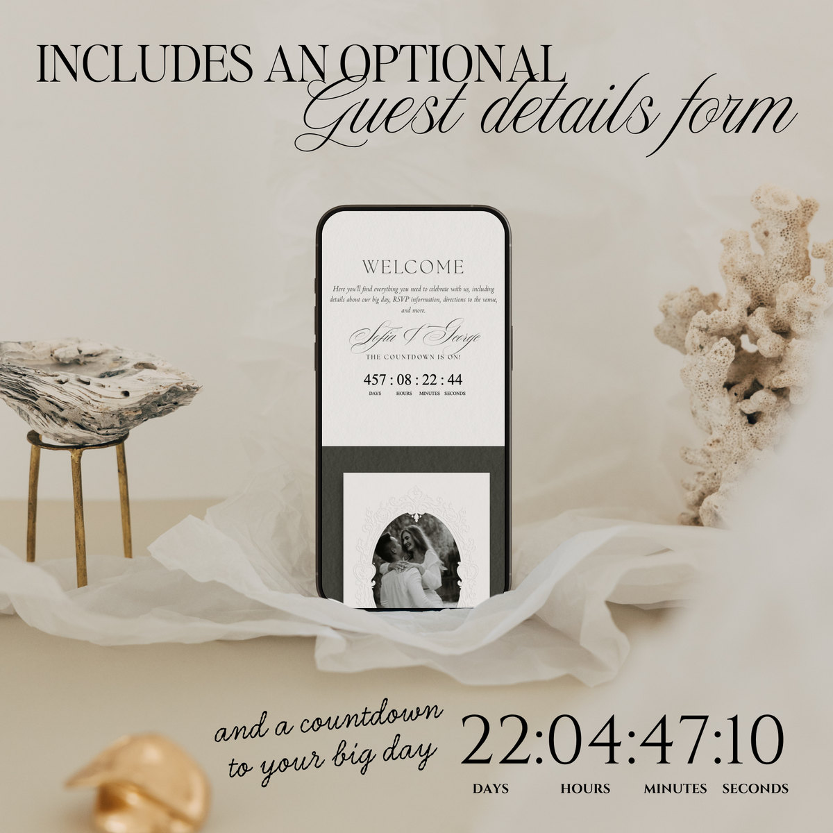 Lace Wedding Website Template with RSVP (Lace 0501)