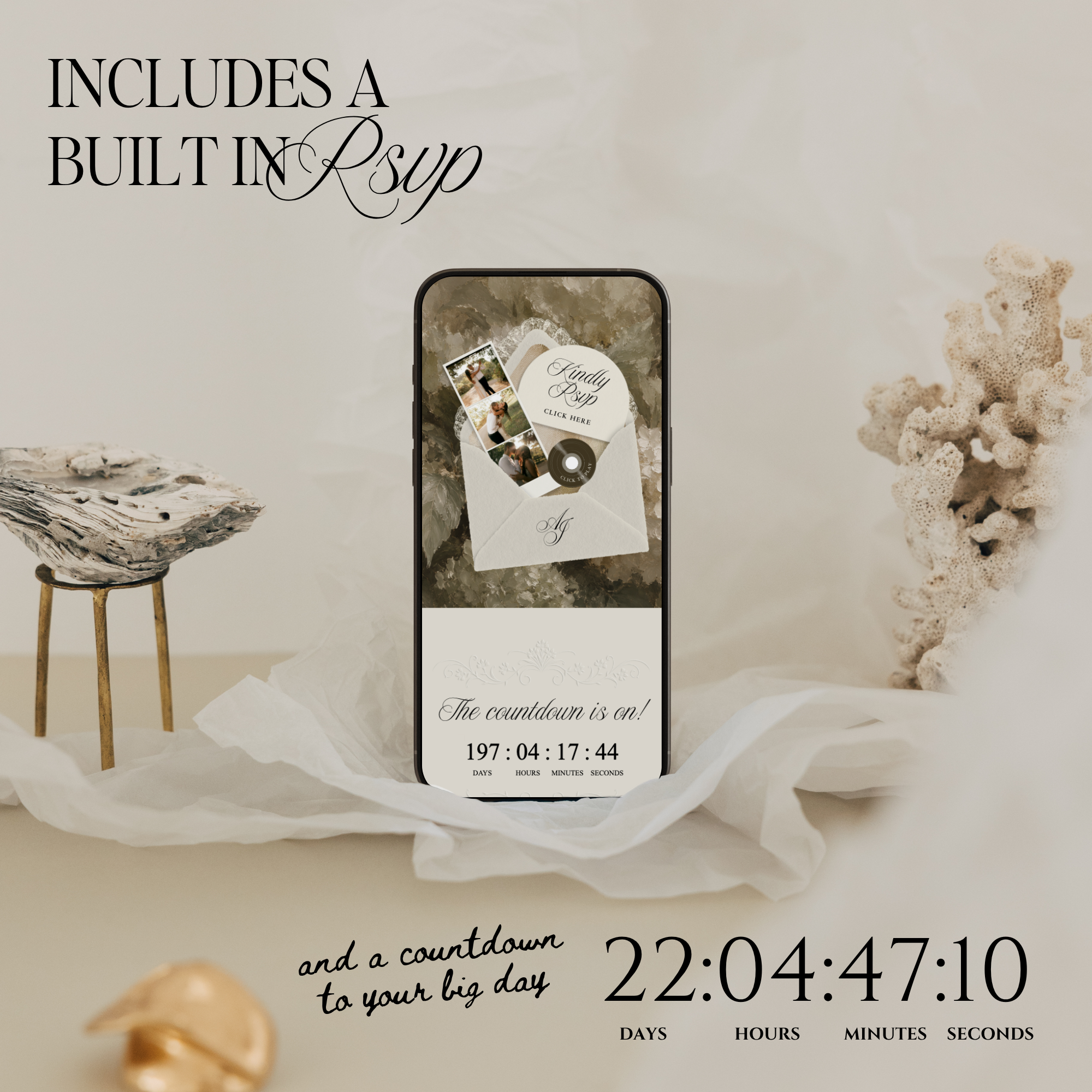 Old Money Lace Wedding Website Template with RSVP (Lace 02)