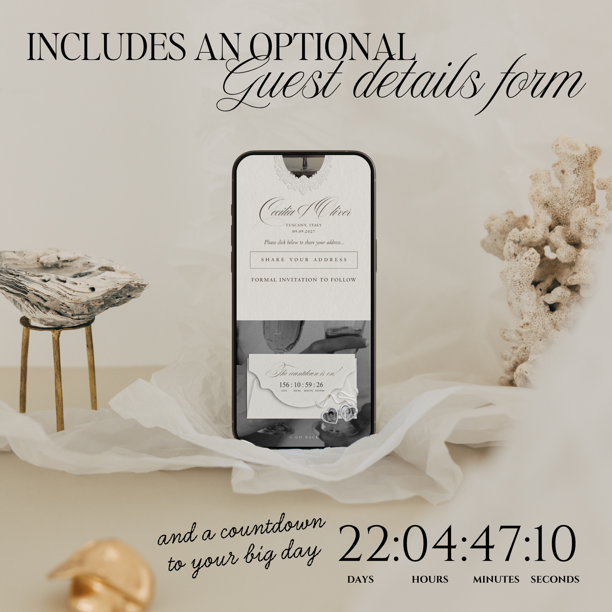 Save The Date Website Template (Vintage 01 - Ivory)