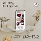 Wedding Website Template with RSVP (Envelope 05 - Green, Pink + Burgundy)