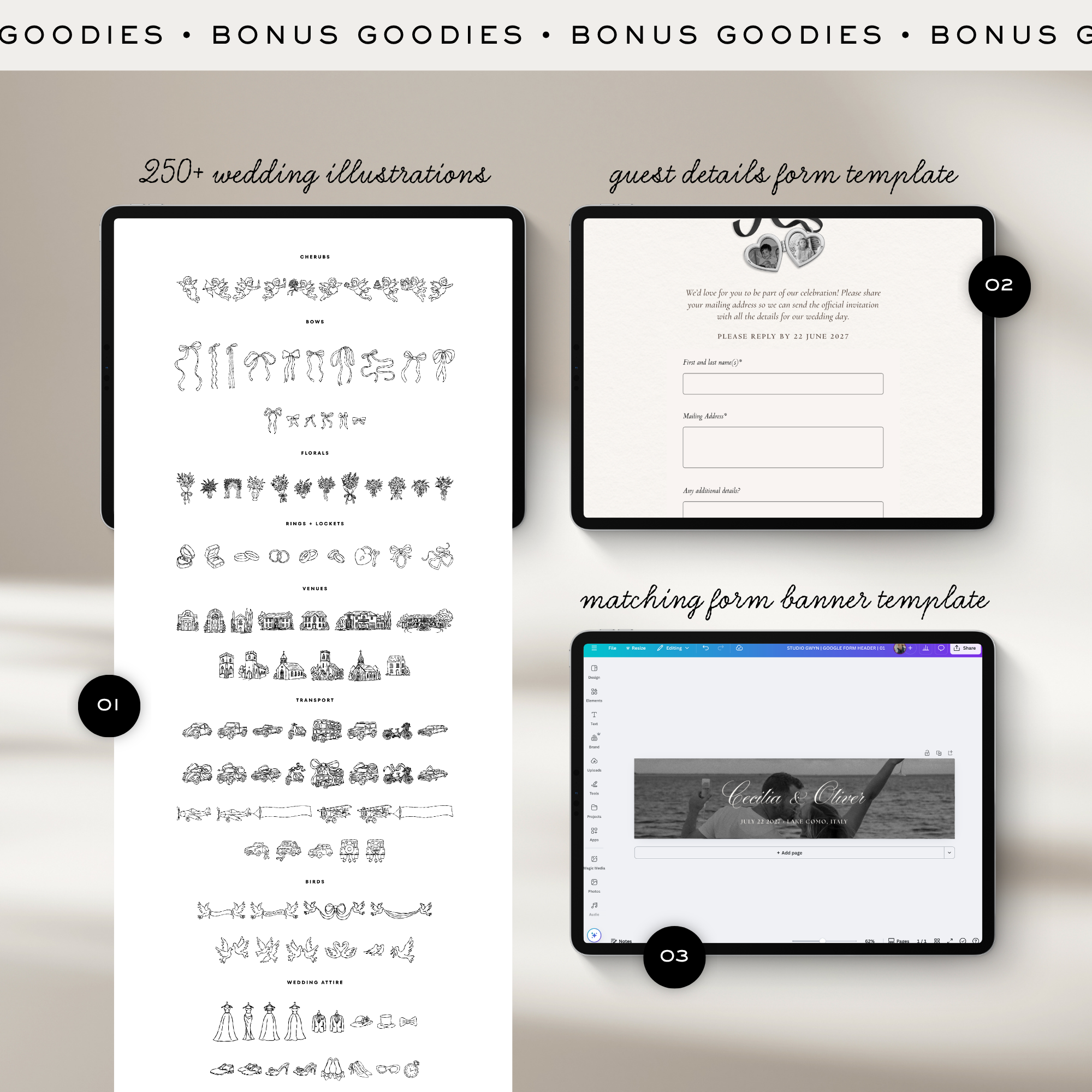 Save The Date Website Template (Romantic 01 - Ivory & Black)
