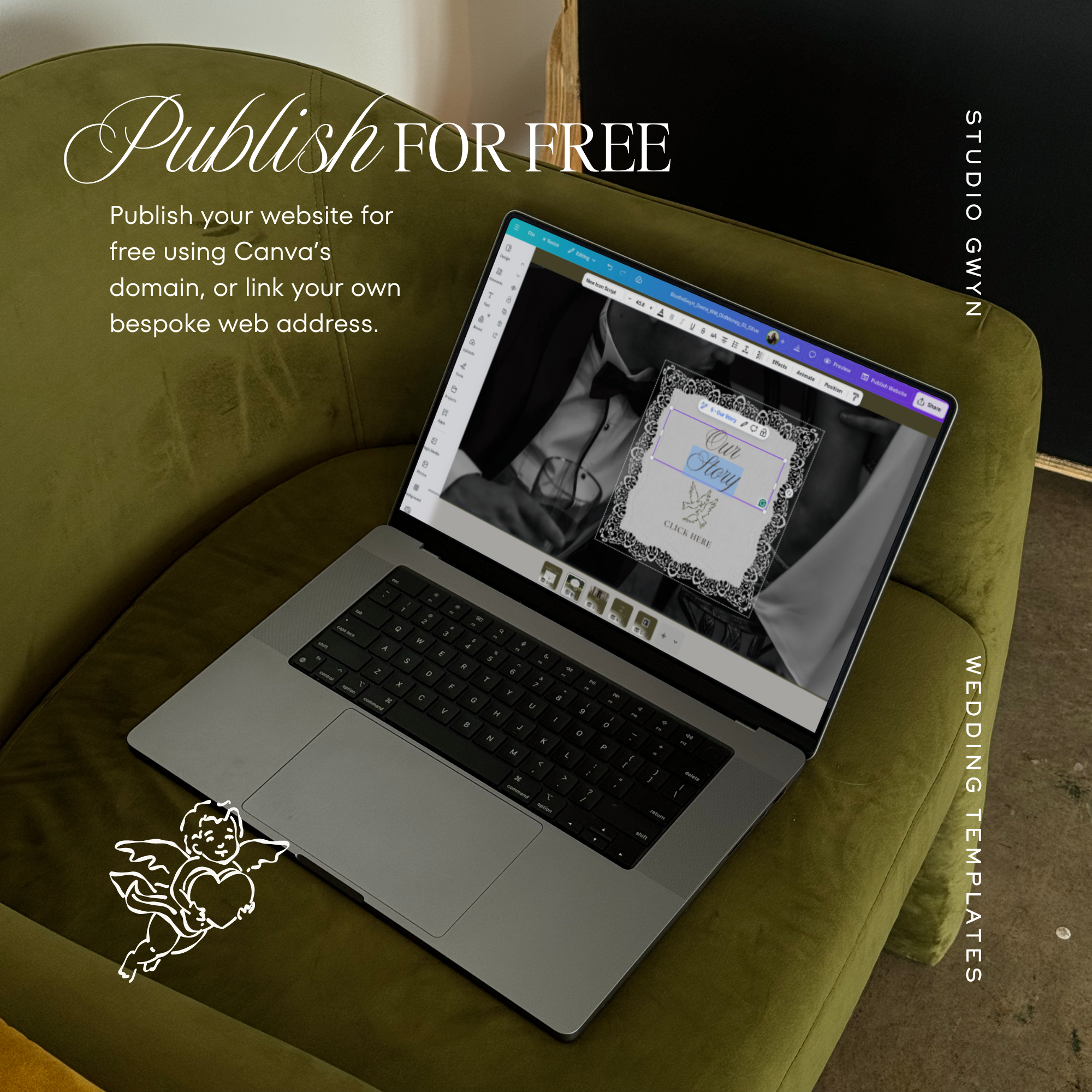 Old Money Wedding Website Template with RSVP (Olive)