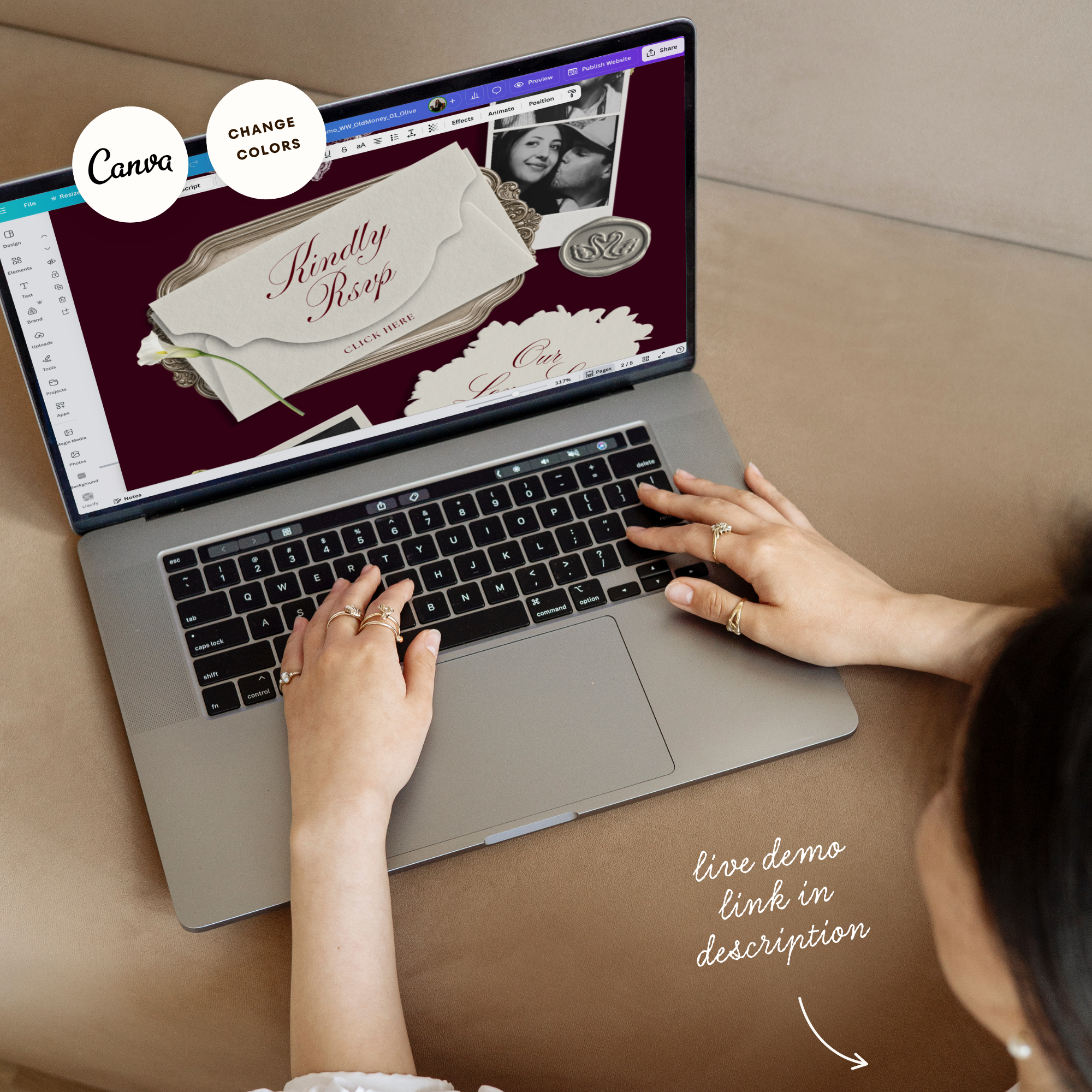 Wedding Website Template with RSVP (Photo Booth 01 - Burgundy)