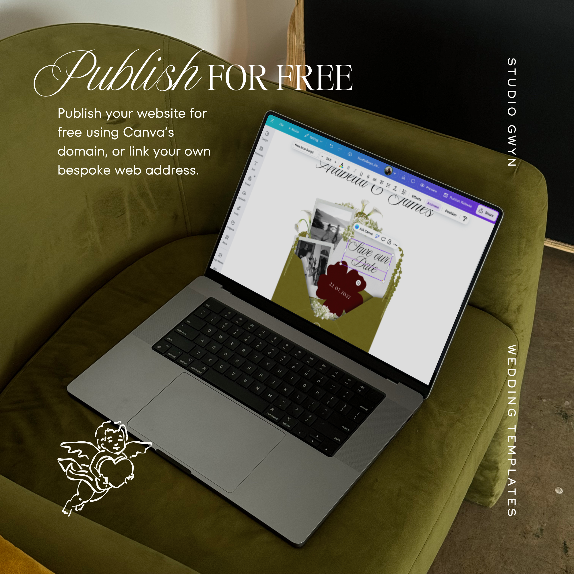 Save The Date Wedding Website Template (Olive Green & Burgundy)