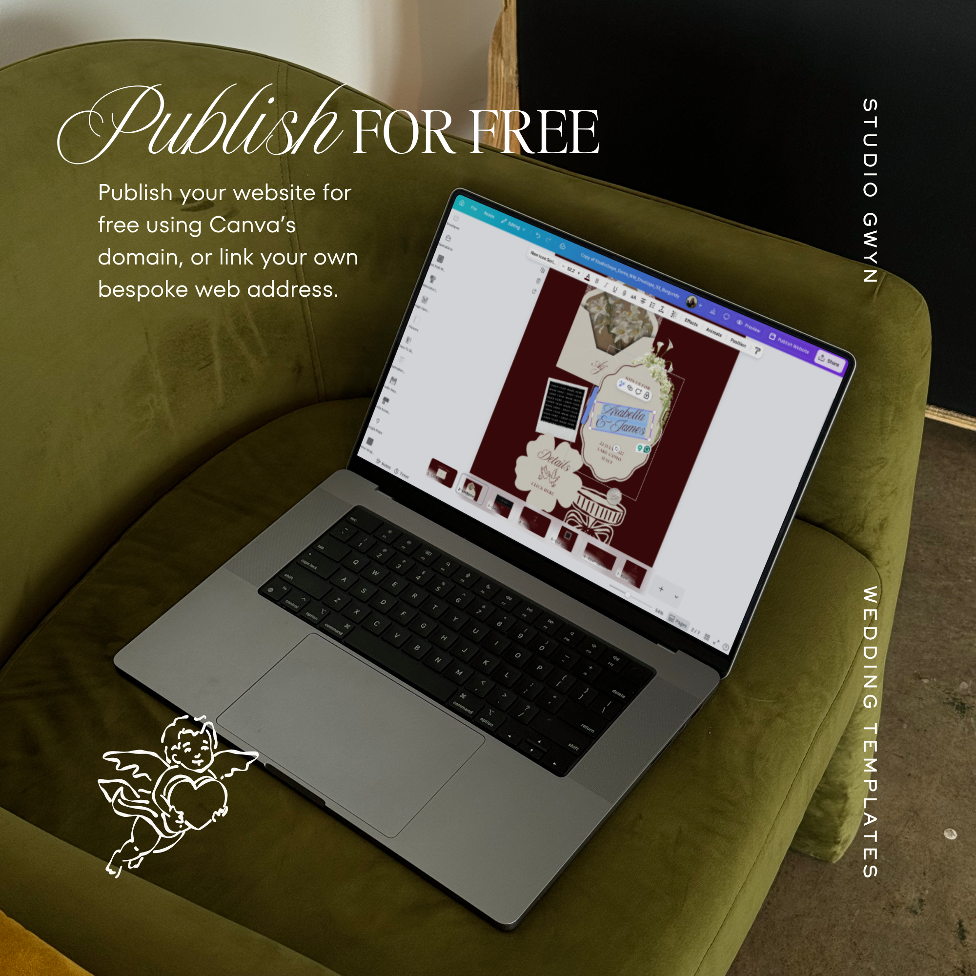 Old Money Wedding Website Template with RSVP (Burgundy)