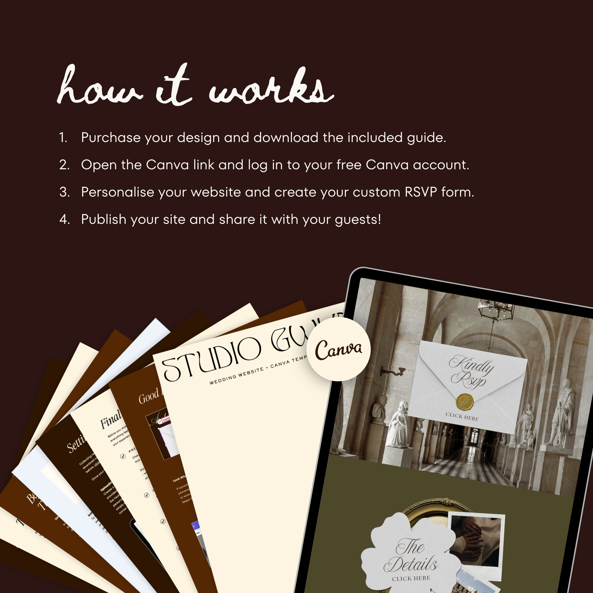 Old Money Wedding Website Template with RSVP (Olive)