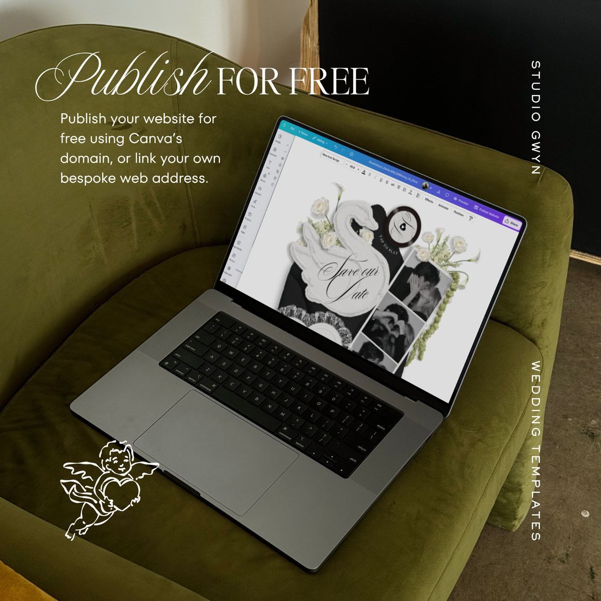 Save The Date Wedding Website Template (Envelope 05 - Black + White)