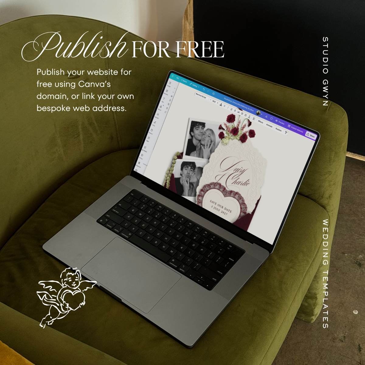 Save The Date Wedding Website Template (Envelope 07 - Burgundy + Ivory)
