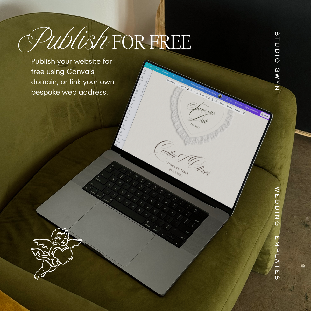 Lace Heart Save The Date Website Template (Lace 03 - Ivory)