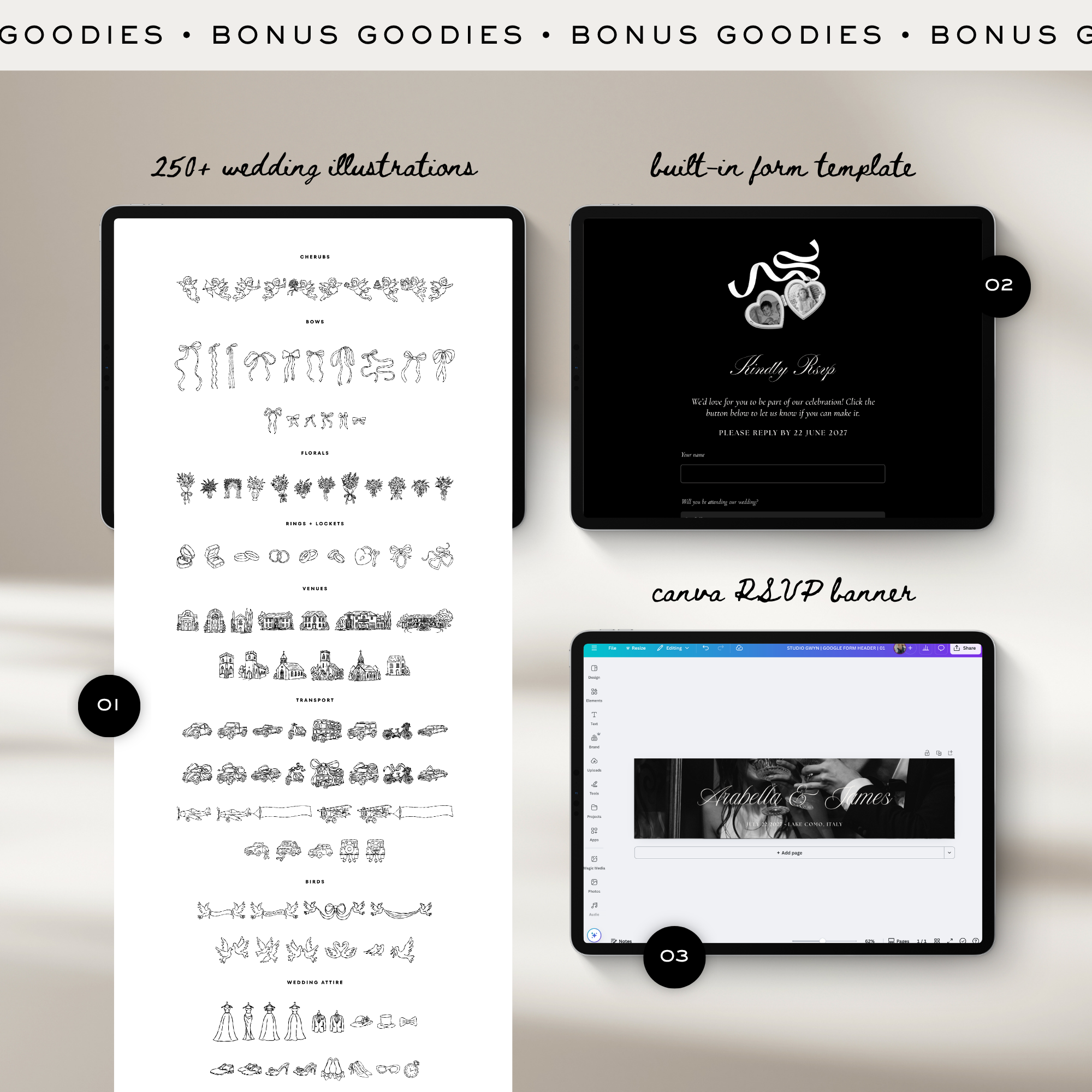 Wedding Website Template with RSVP (Photo Booth 01 - Black)
