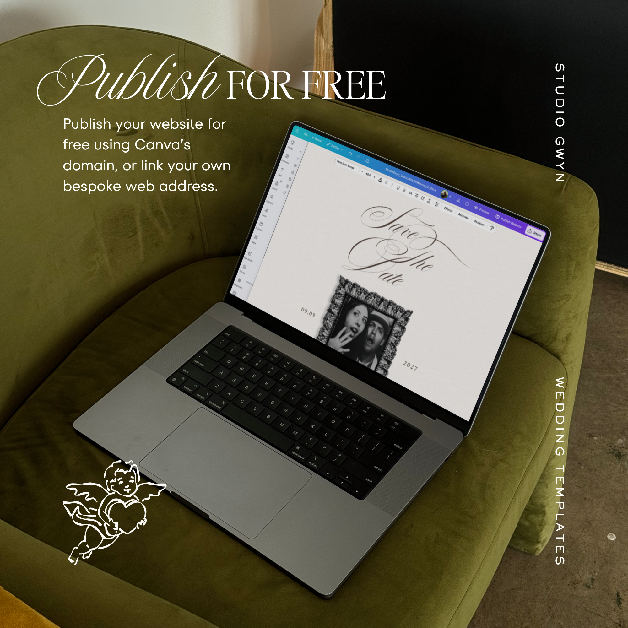 Save The Date Website Template (Romantic 01 - Ivory & Black)