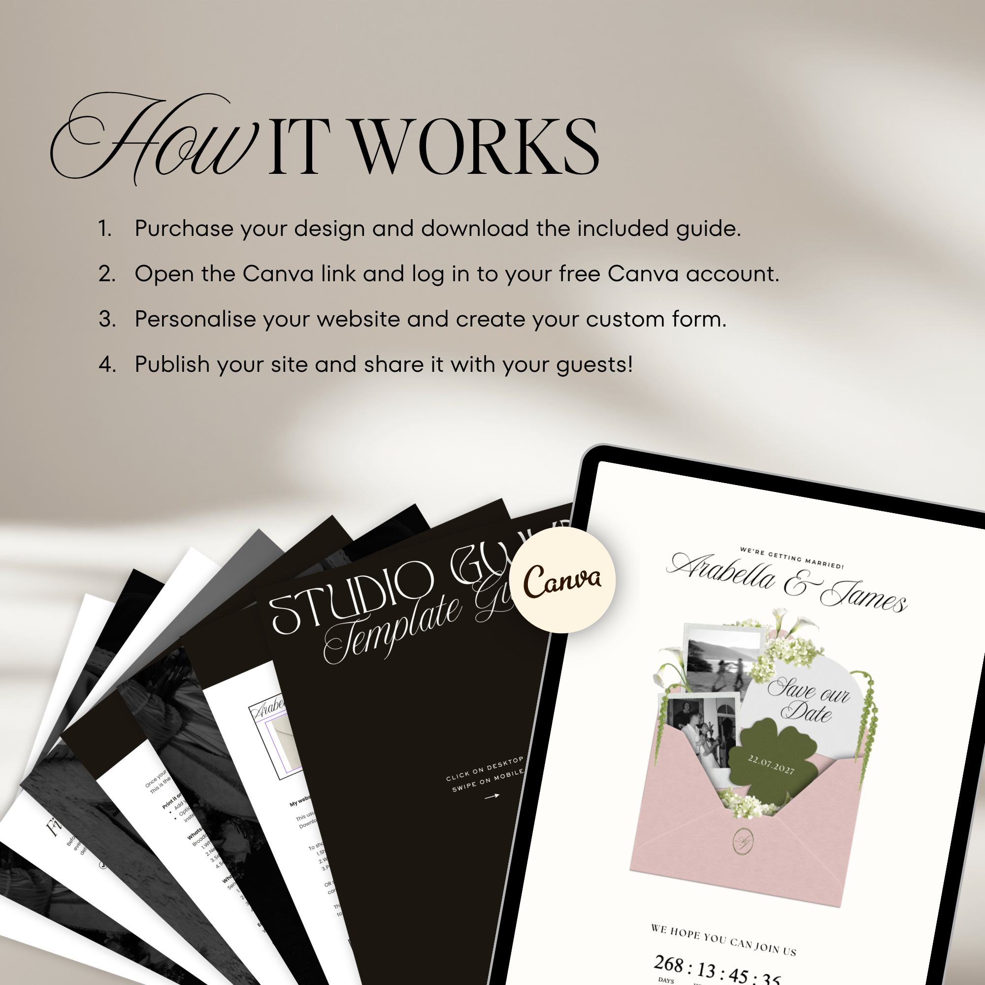 Save The Date Wedding Website Template (Pink & Green)