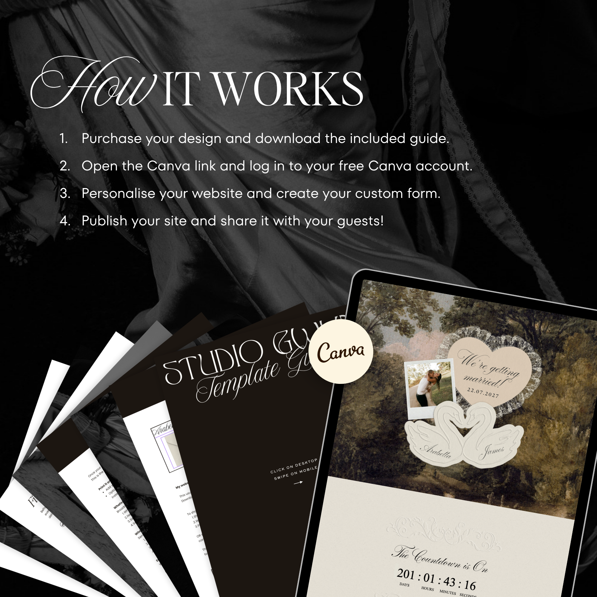 Old Money Lace Wedding Website Template with RSVP (Lace 03)