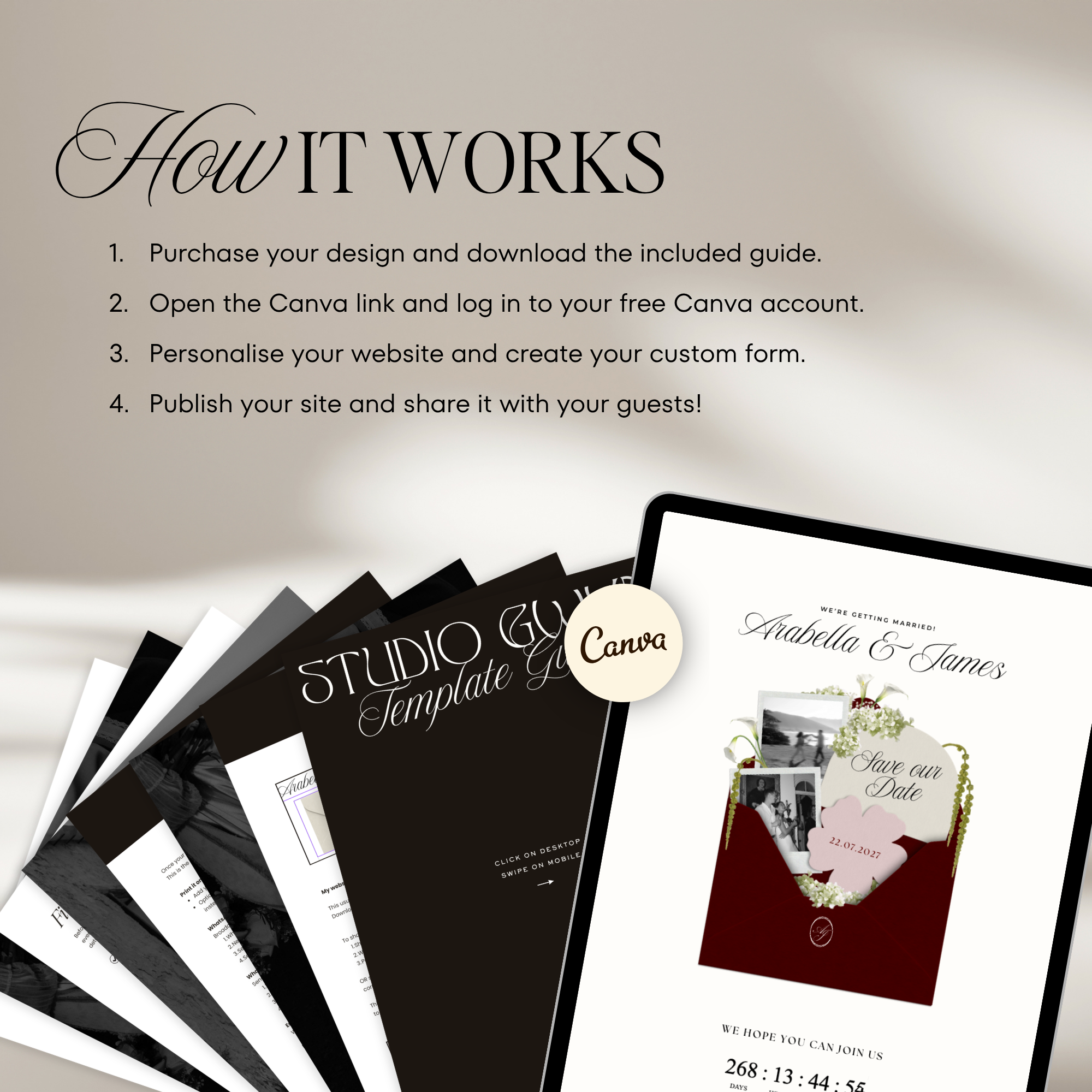 Save The Date Wedding Website Template (Burgundy & Ivory)