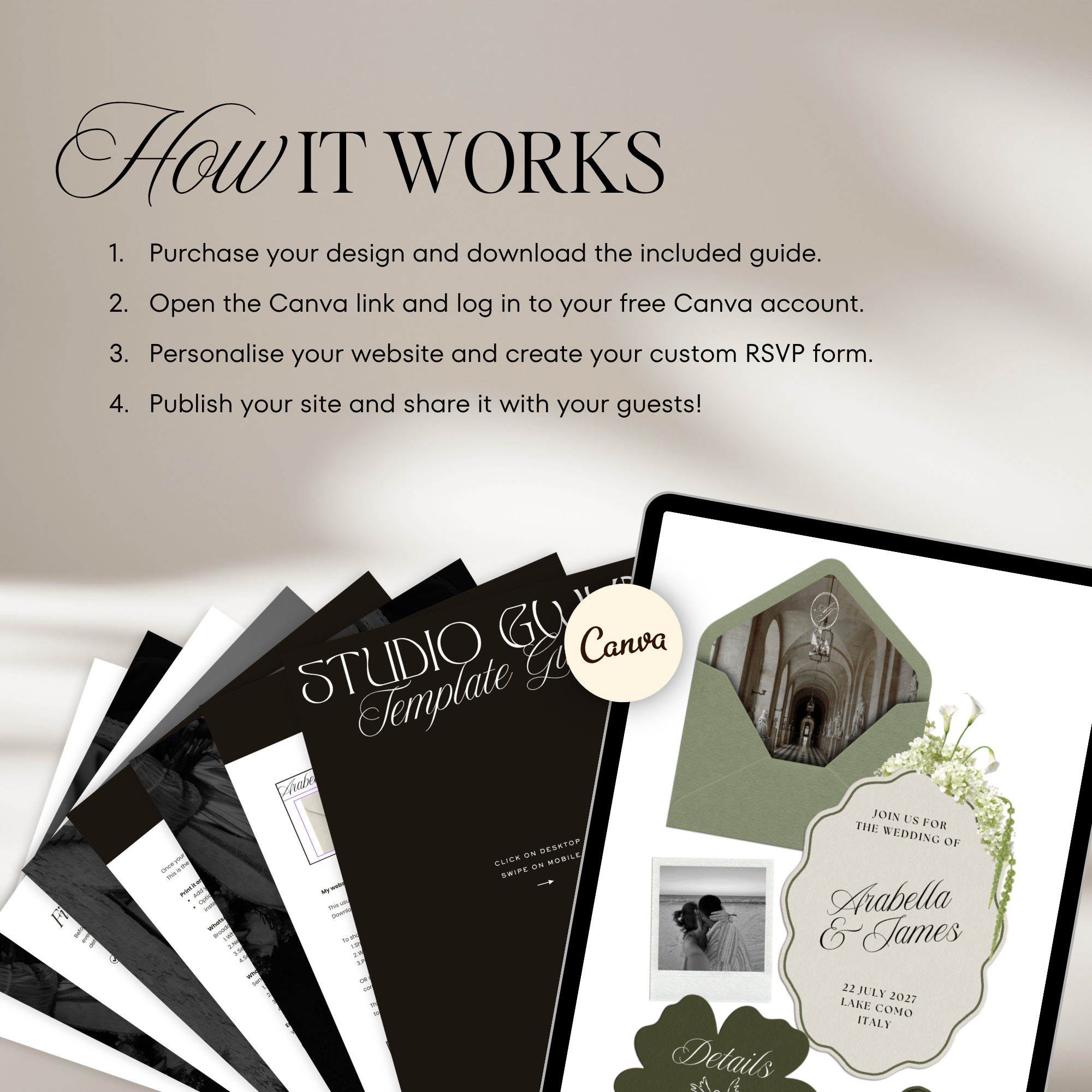 Wedding Website Template with RSVP (Sage & Ivory)