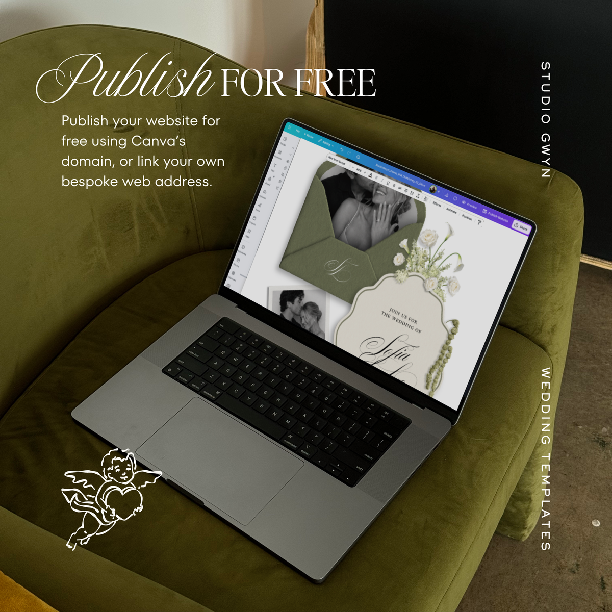 Wedding Website Template with RSVP (Envelope 06 - Sage Green + Ivory)