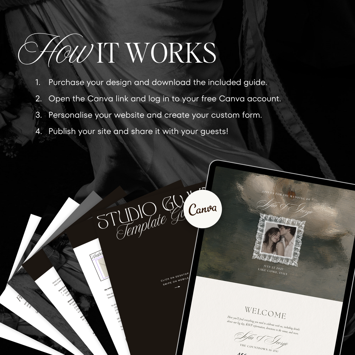 Lace Wedding Website Template with RSVP (Lace 0502)