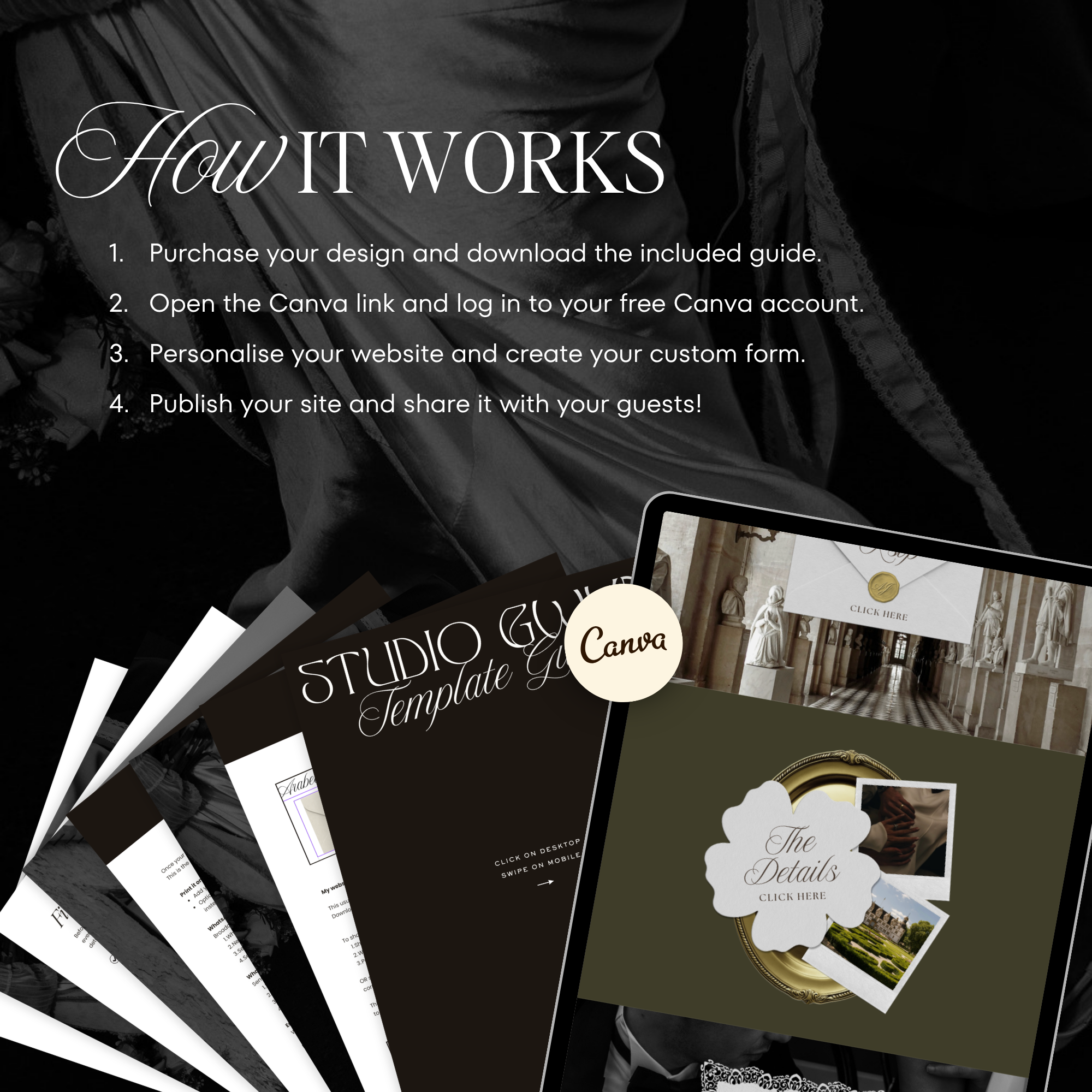 Old Money Wedding Website Template with RSVP (Olive)