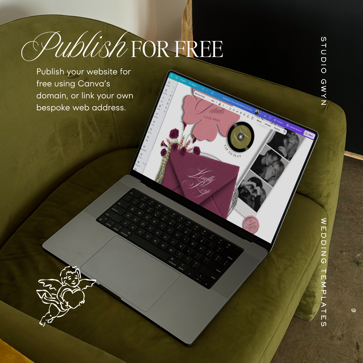 Wedding Website Template with RSVP (Envelope 06 - Chartreuse, Pink + Burgundy)