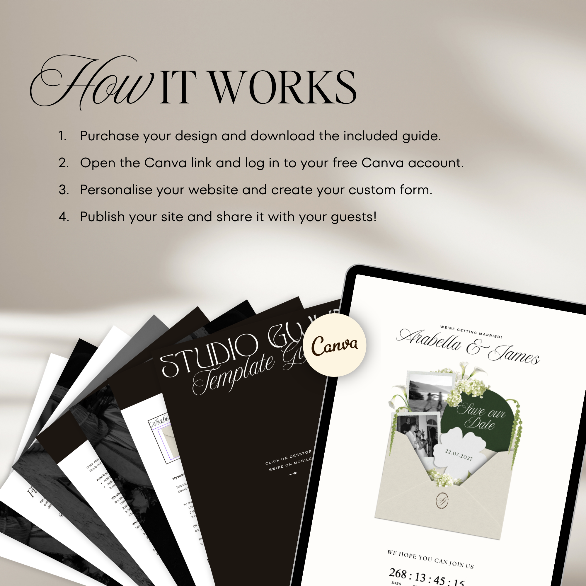 Save The Date Wedding Website Template (White & Green)
