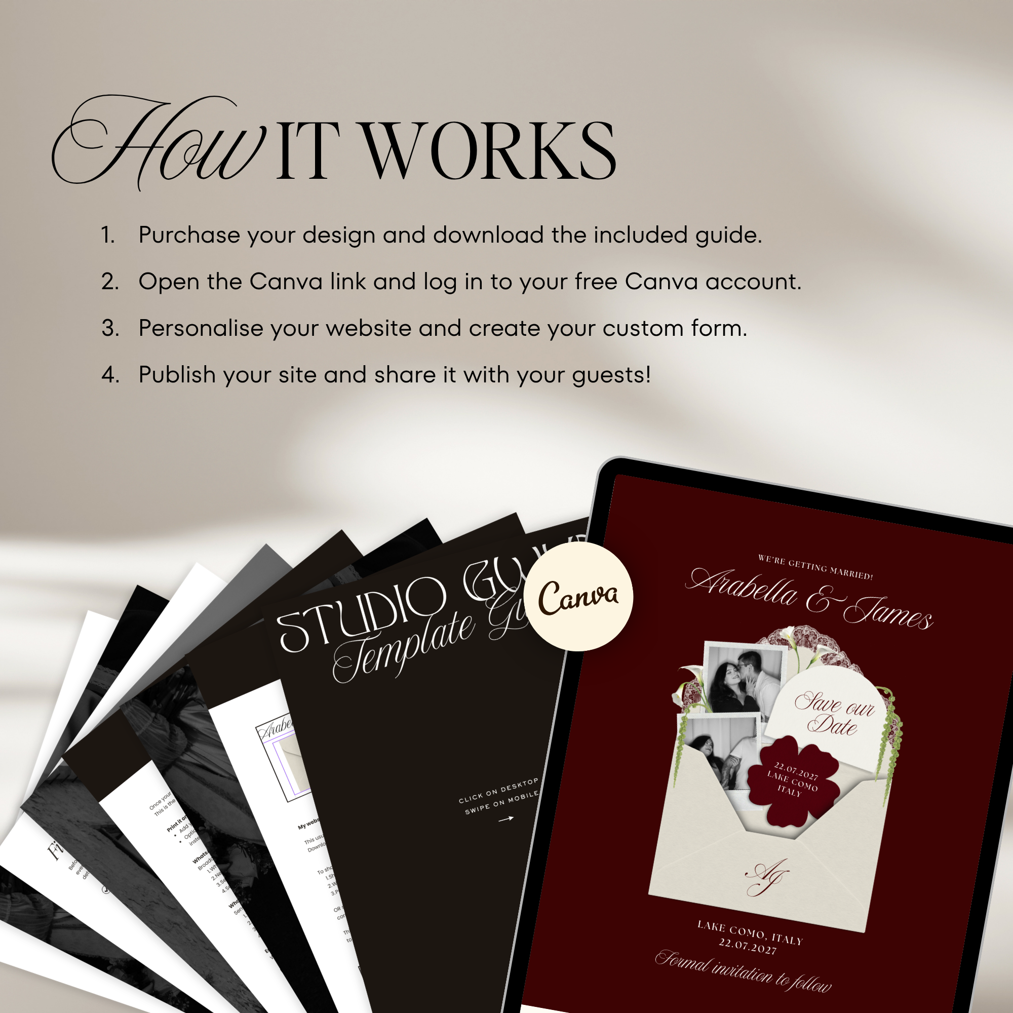 Old Money Save The Date Website Template (Burgundy)