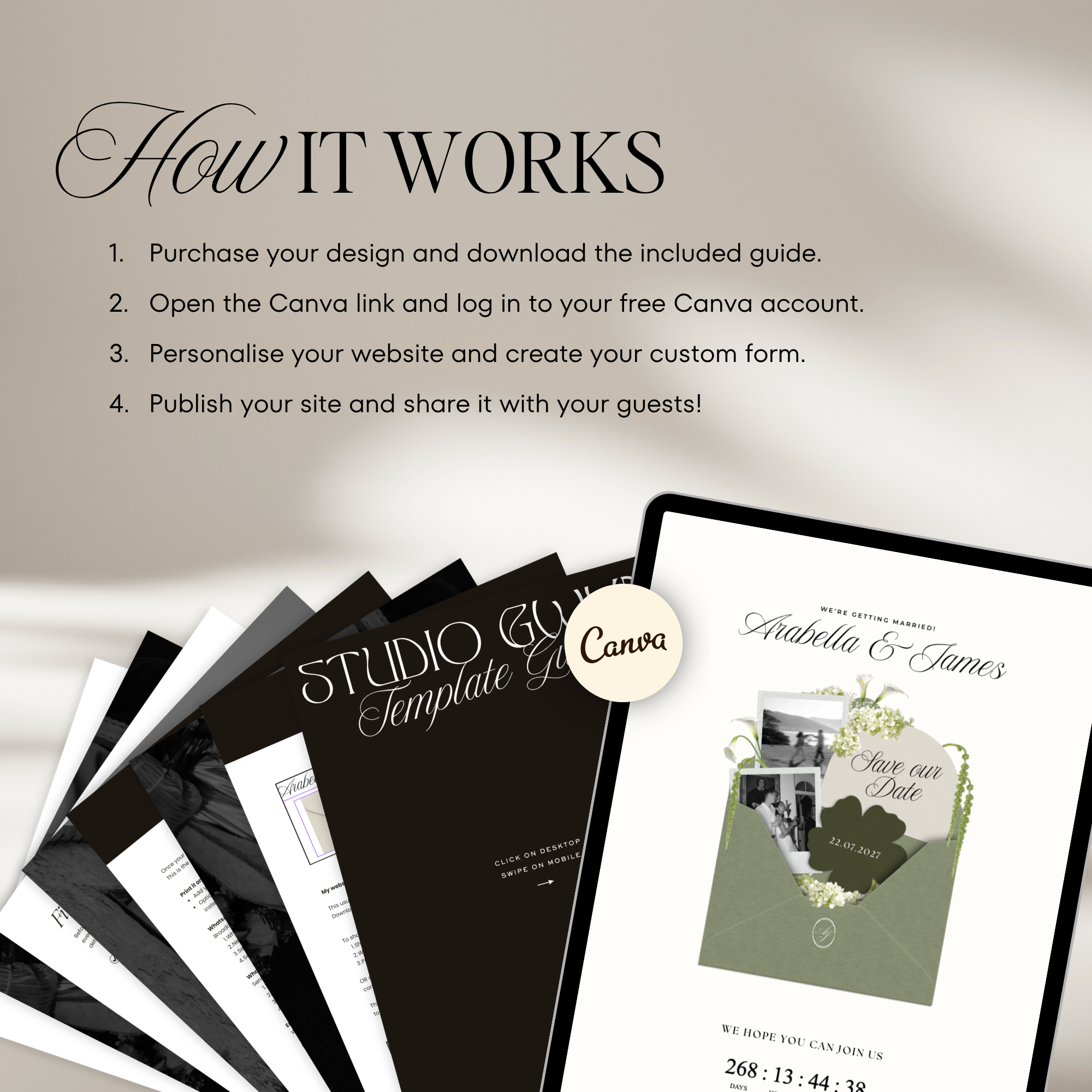 Save The Date Wedding Website Template (Sage & Ivory)