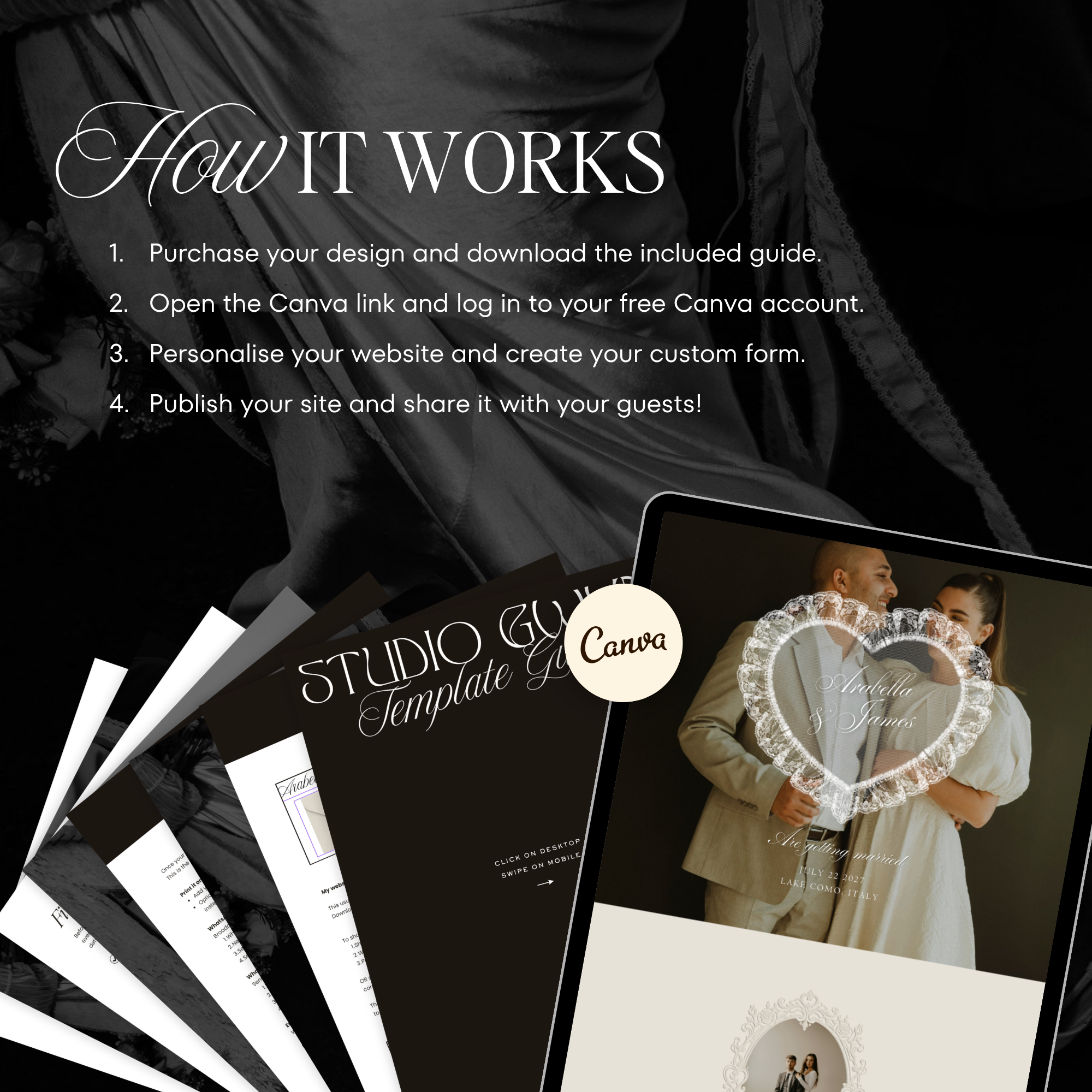 Old Money Lace Wedding Website Template with RSVP (Lace 04)