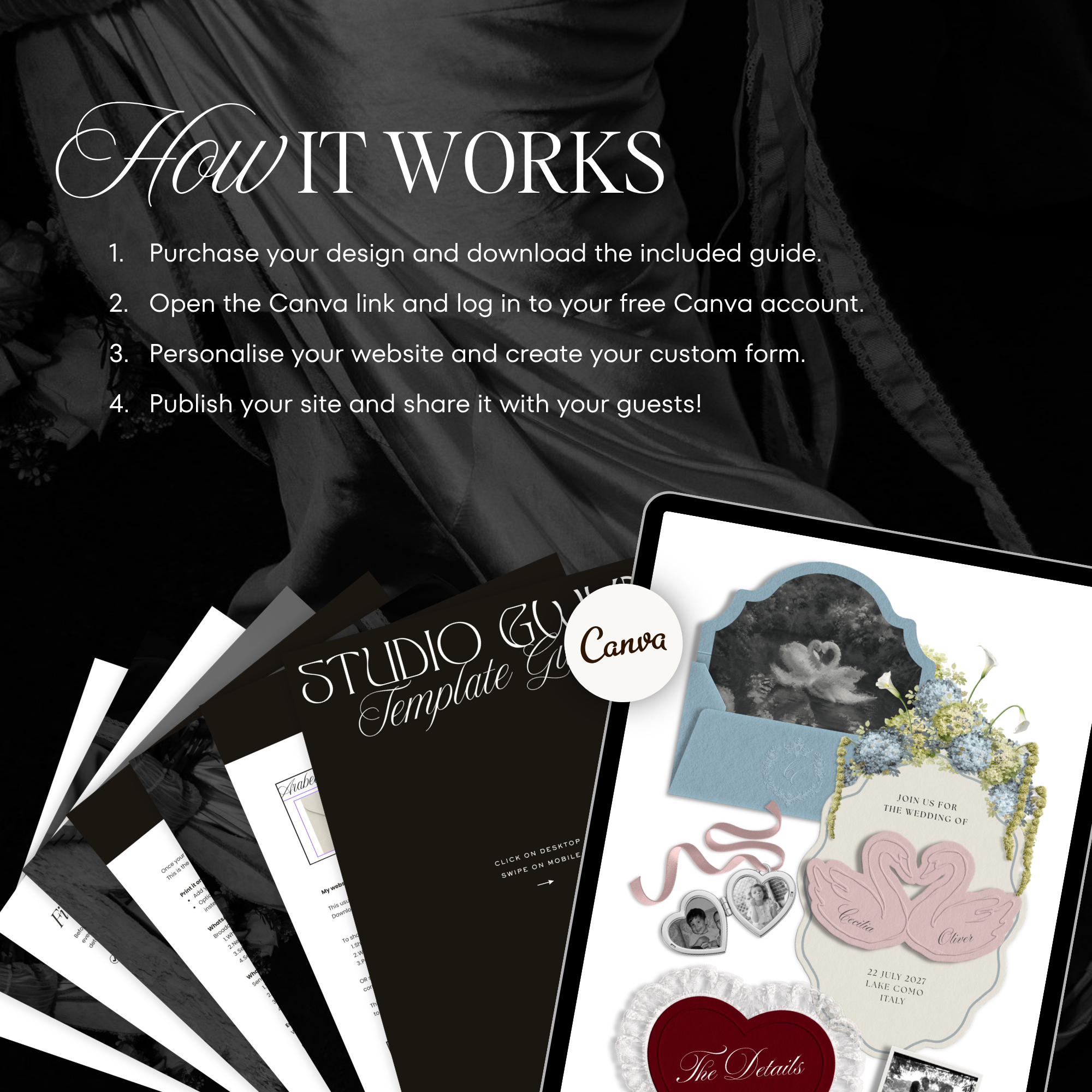 Wedding Website Template with RSVP (Envelope 04 - Blue & Pink)