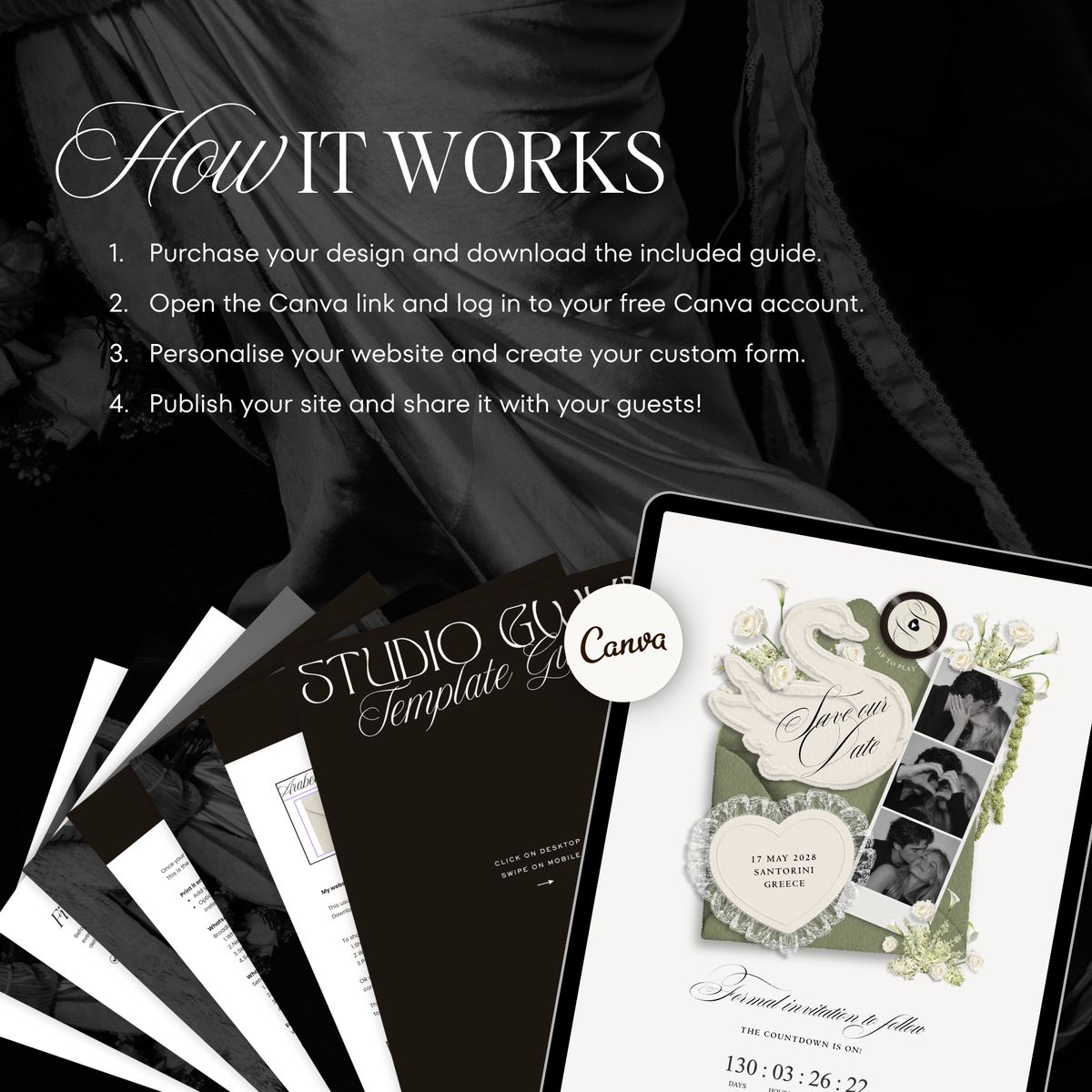 Save The Date Wedding Website Template (Envelope 05 - Sage Green + Ivory)