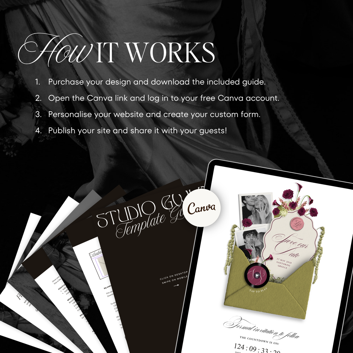 Save The Date Wedding Website Template (Envelope 06 - Chartreuse, Pink + Burgundy)