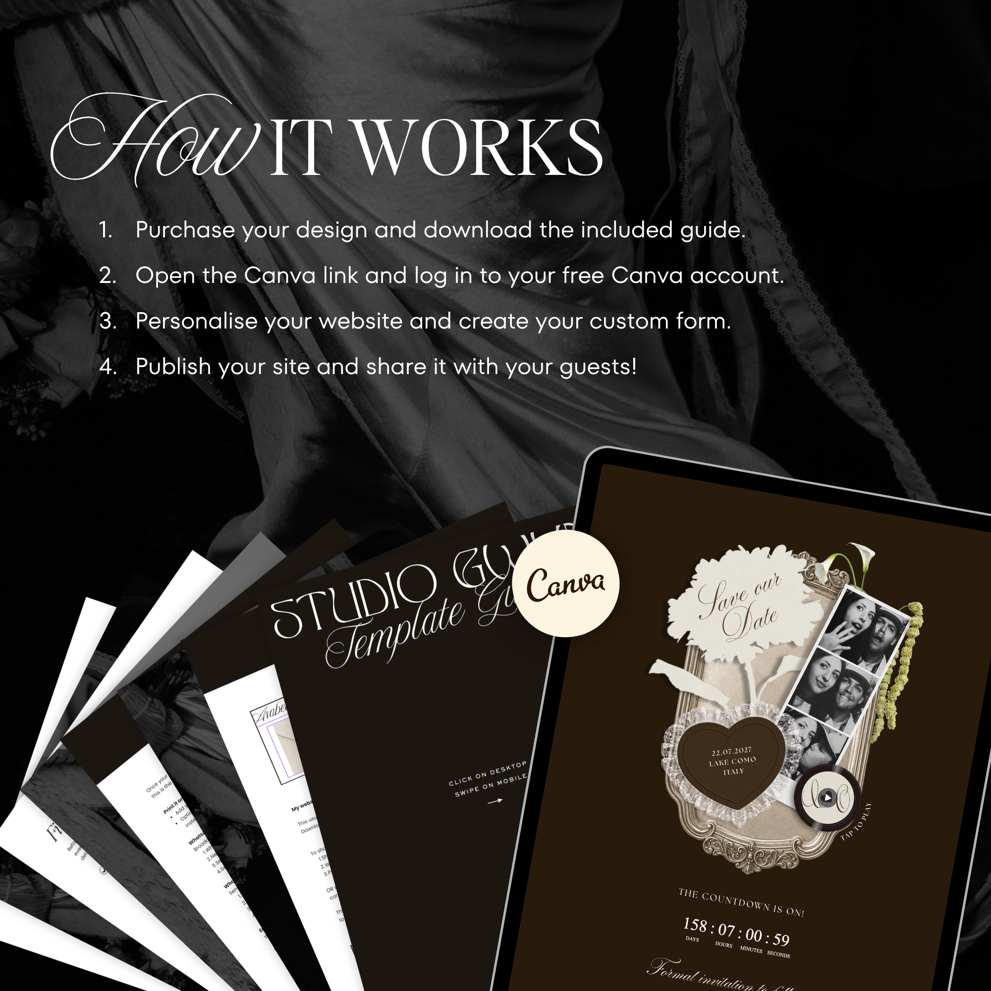 Save The Date Wedding Website Template (Photo Booth Animation 01 - Brown)