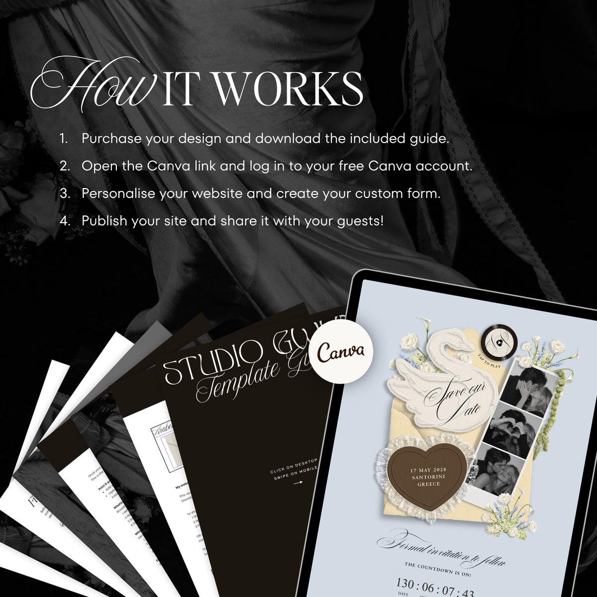 Save The Date Wedding Website Template (Envelope 05 - Yellow, Blue + Brown)