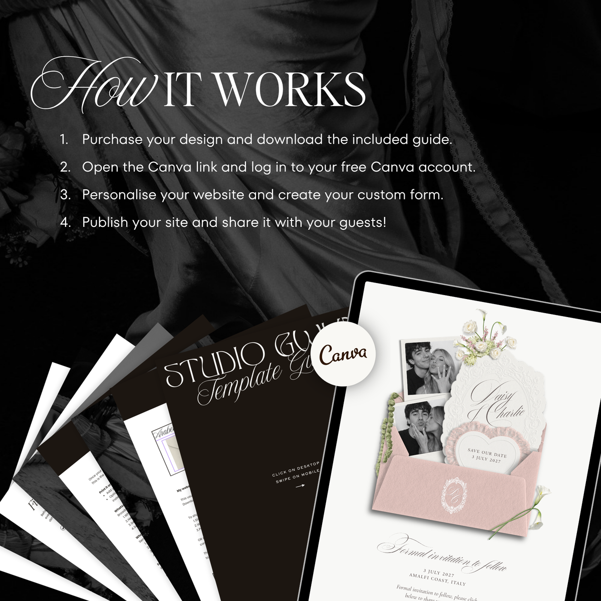 Save The Date Wedding Website Template (Envelope 07 - Pink + Ivory)