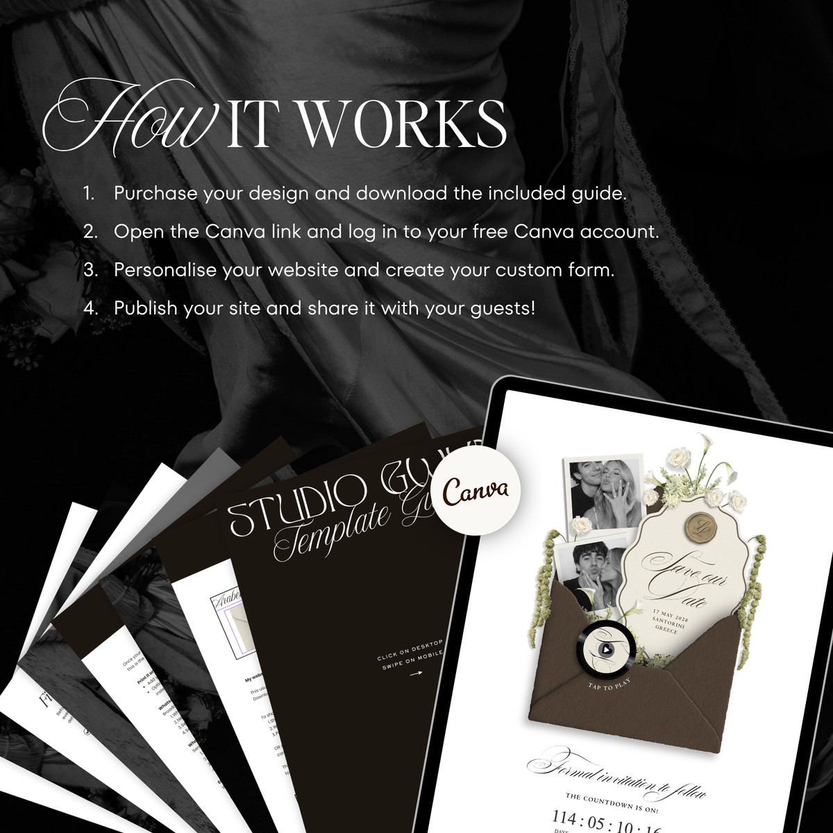 Save The Date Wedding Website Template (Envelope 06 - Brown + Ivory)