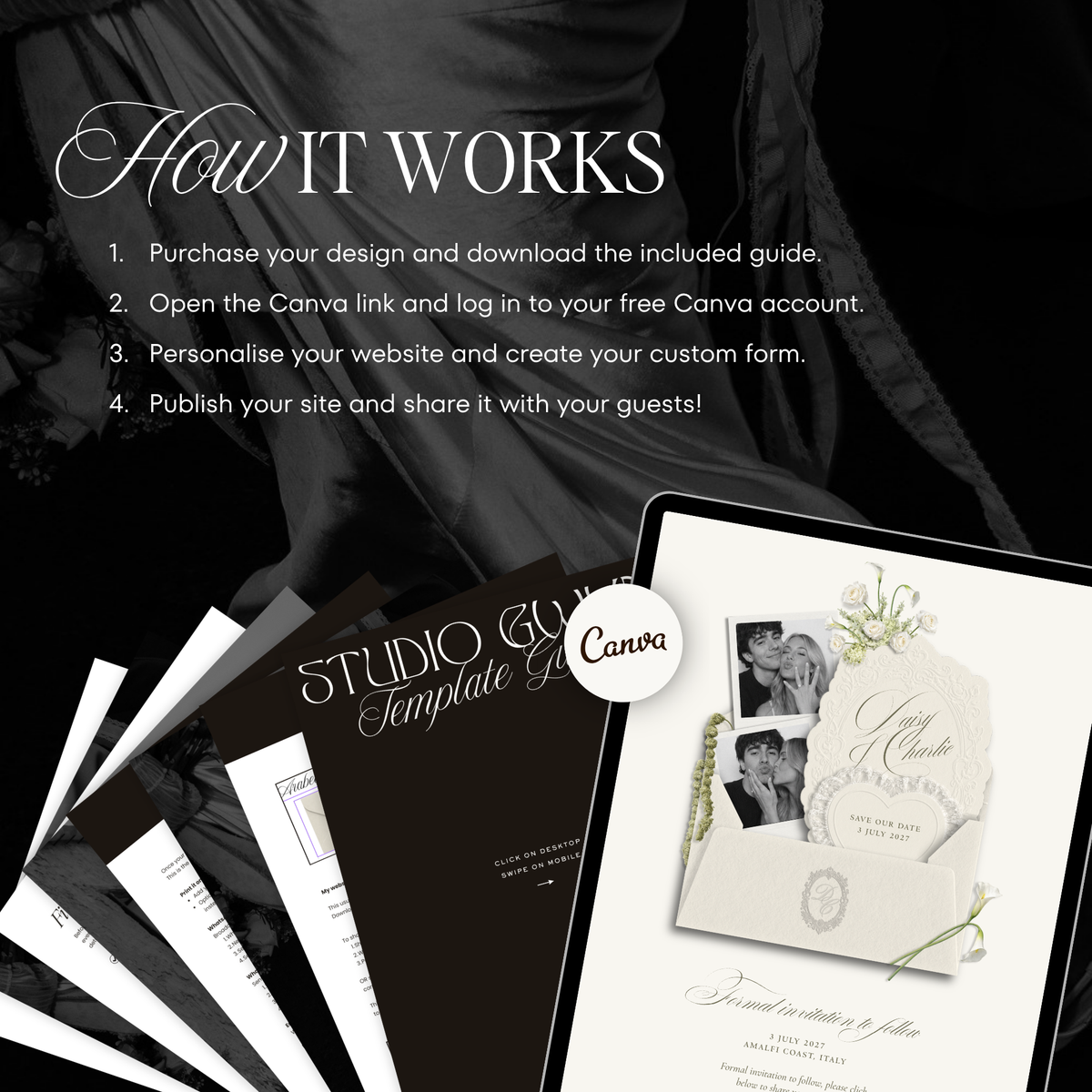 Save The Date Wedding Website Template (Envelope 07 - Ivory)