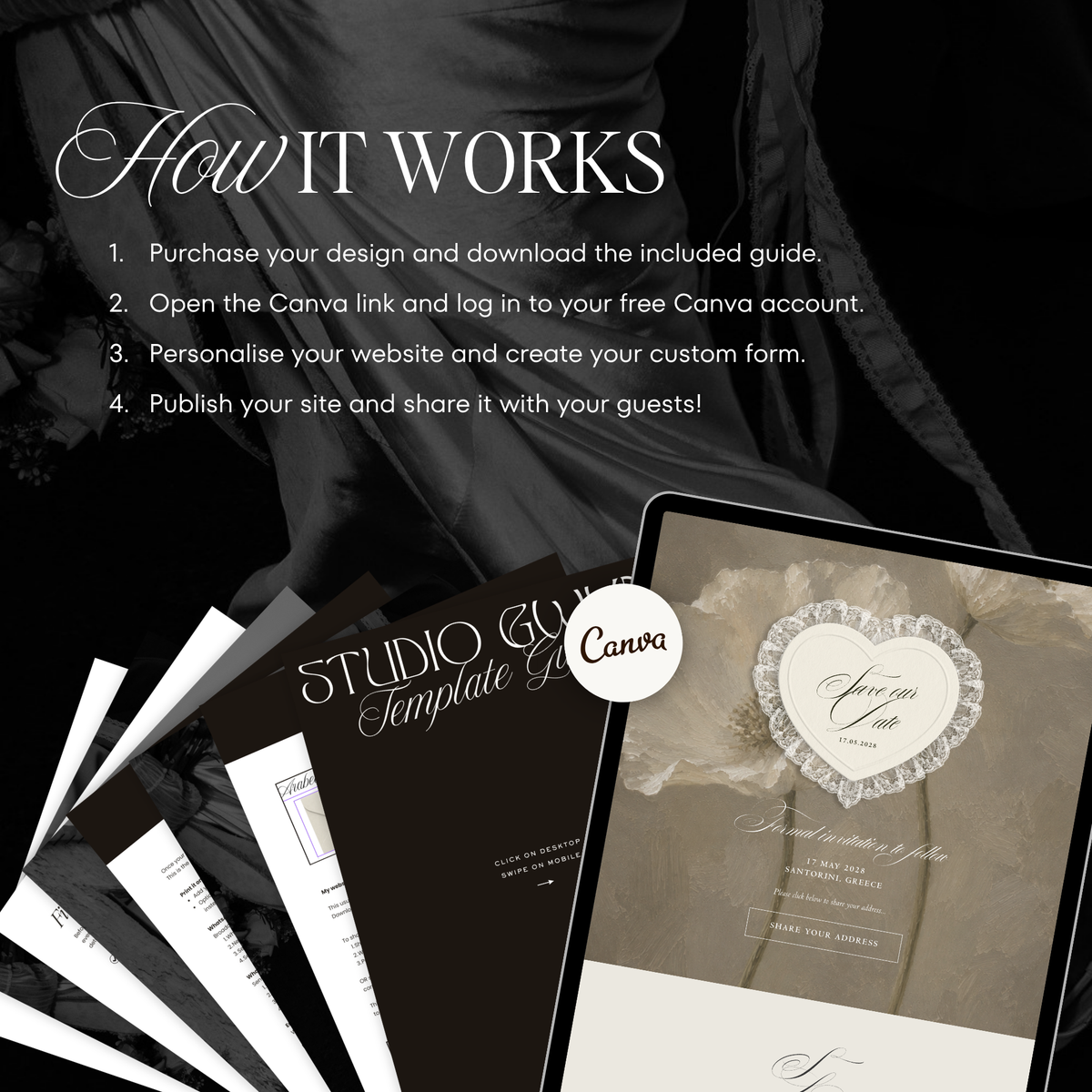 Lace Heart Save The Date Website Template (Lace 0203)
